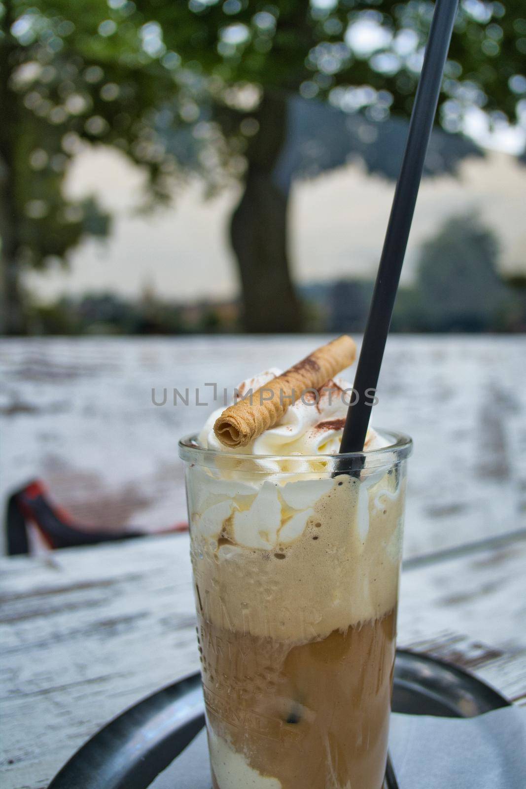 Gourmet summer ice cream parlour with nice bokeh background