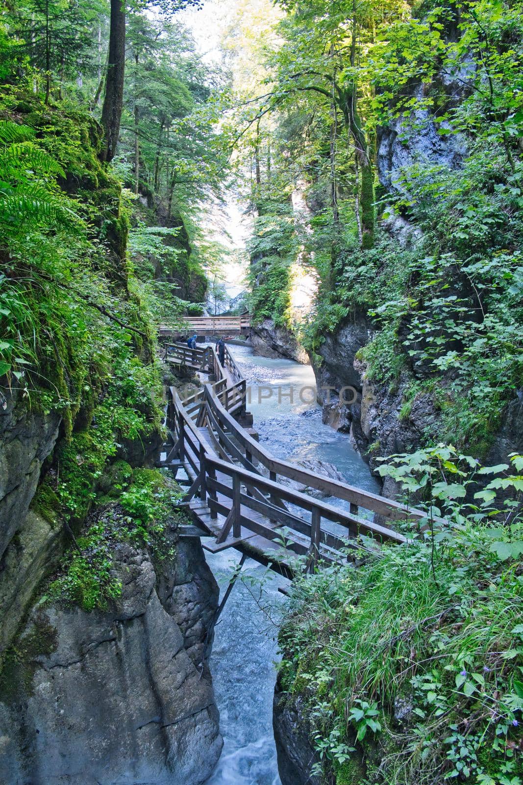 Wooden path inside a canyon