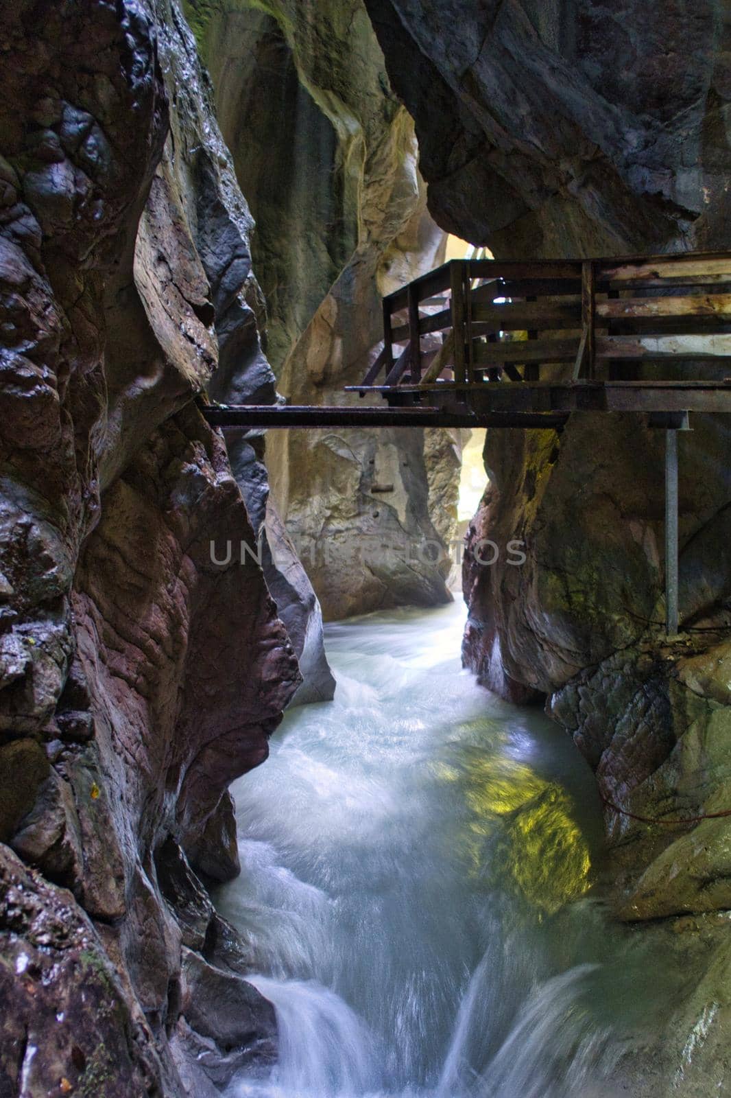 Wooden path inside a canyon