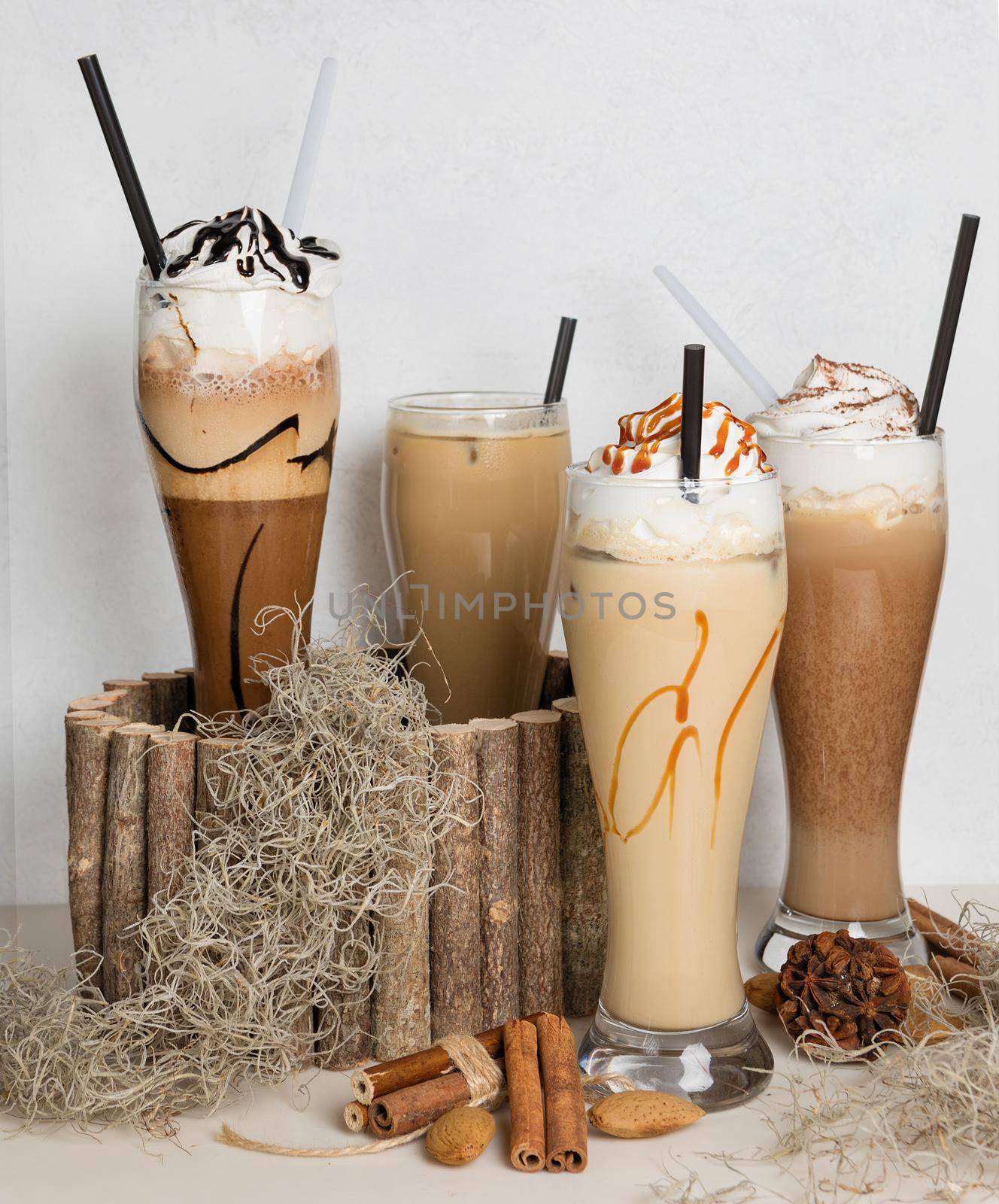 Cold chocolate milky cocktails on a straw by ferhad