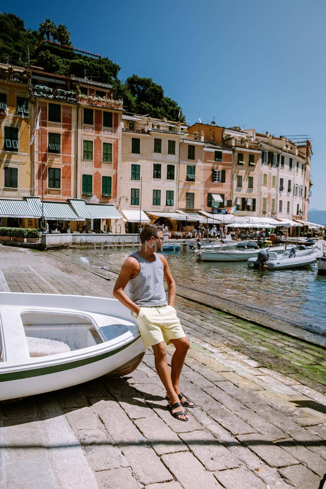 Portofino Italy June 2020, Portofino famous village bay, Italy colorful village Ligurian coast by fokkebok