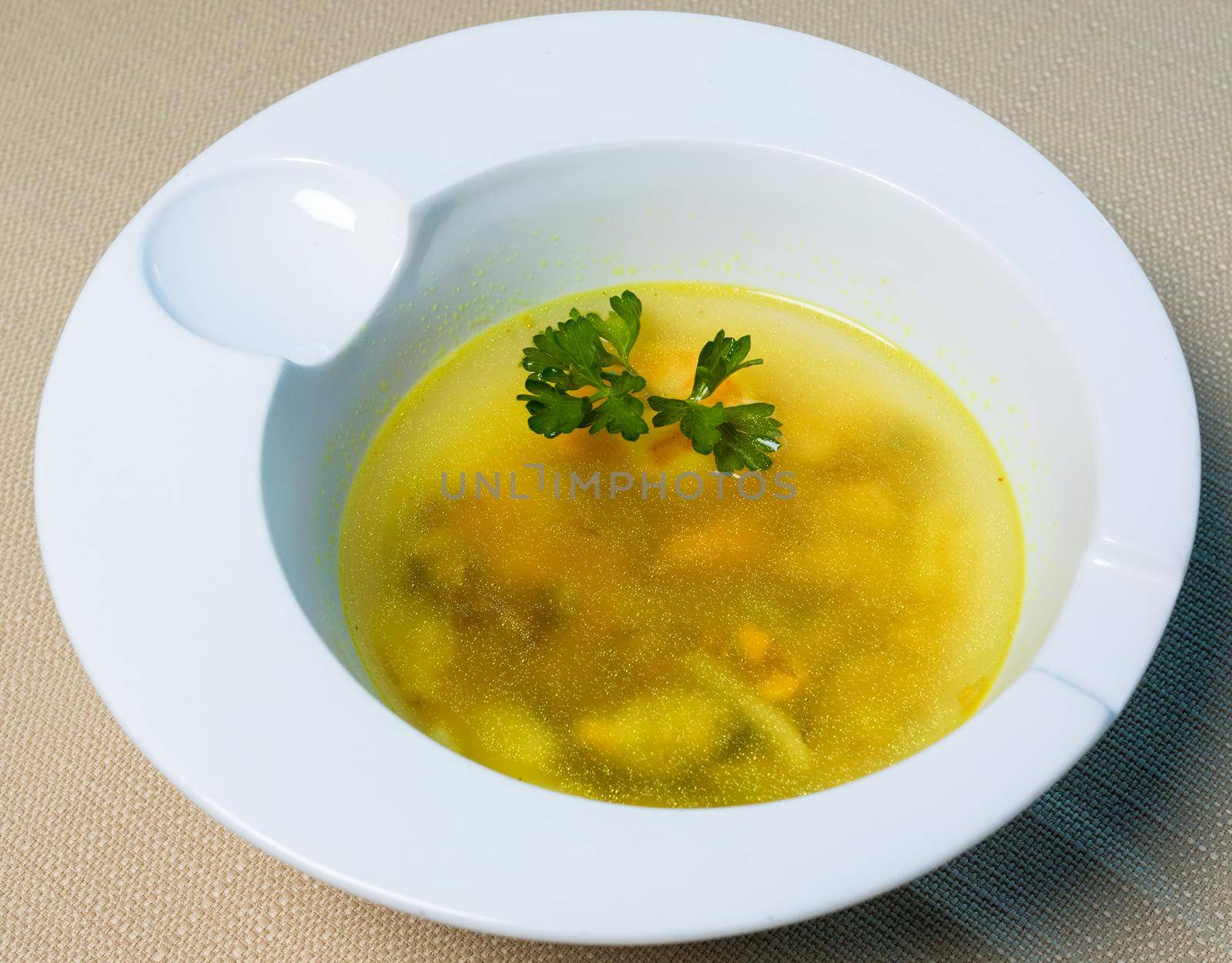 Yellow ginger soup close up by ferhad