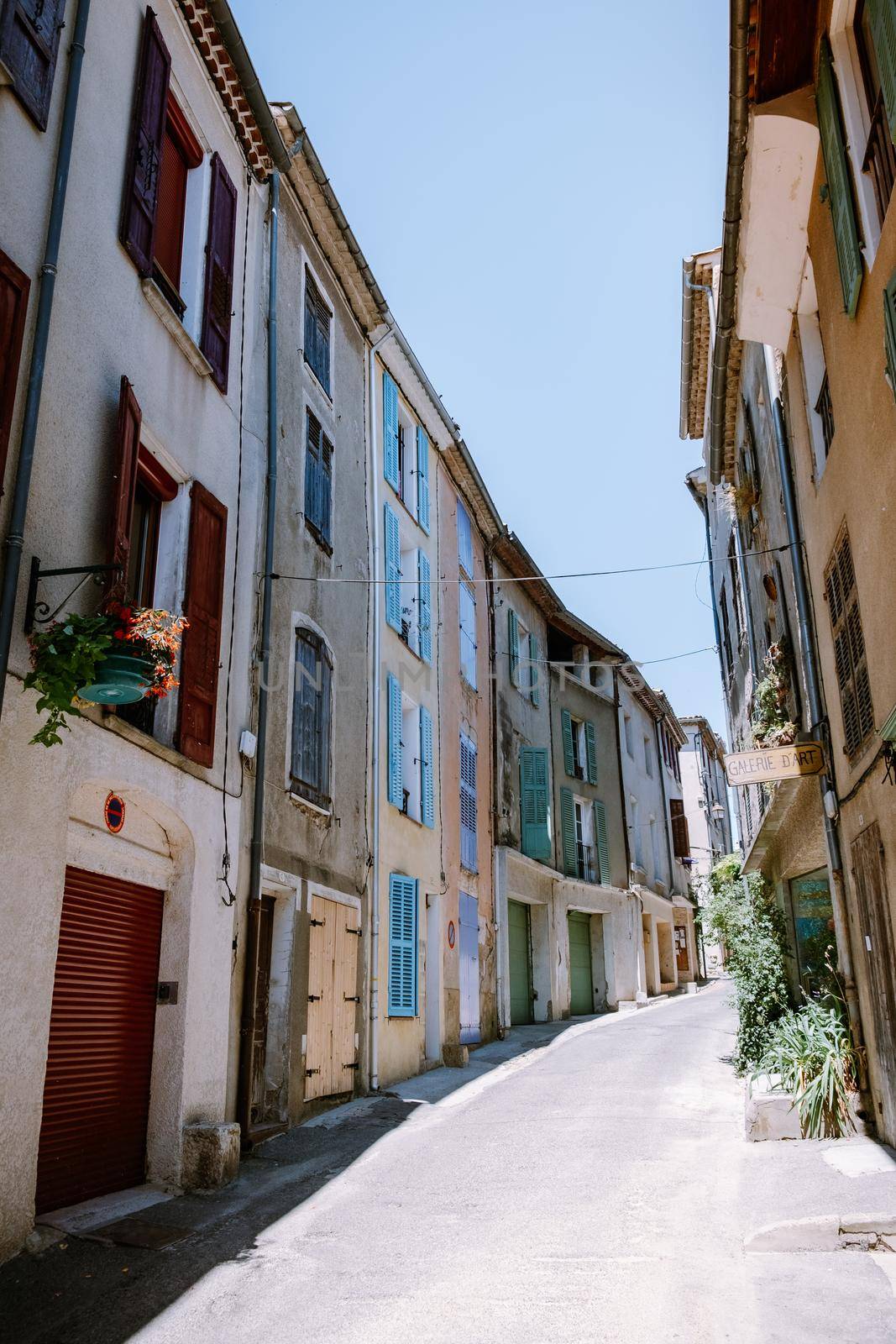 Valensole Provence France June 2020, streets of the colorful village of Valensole during summer by fokkebok