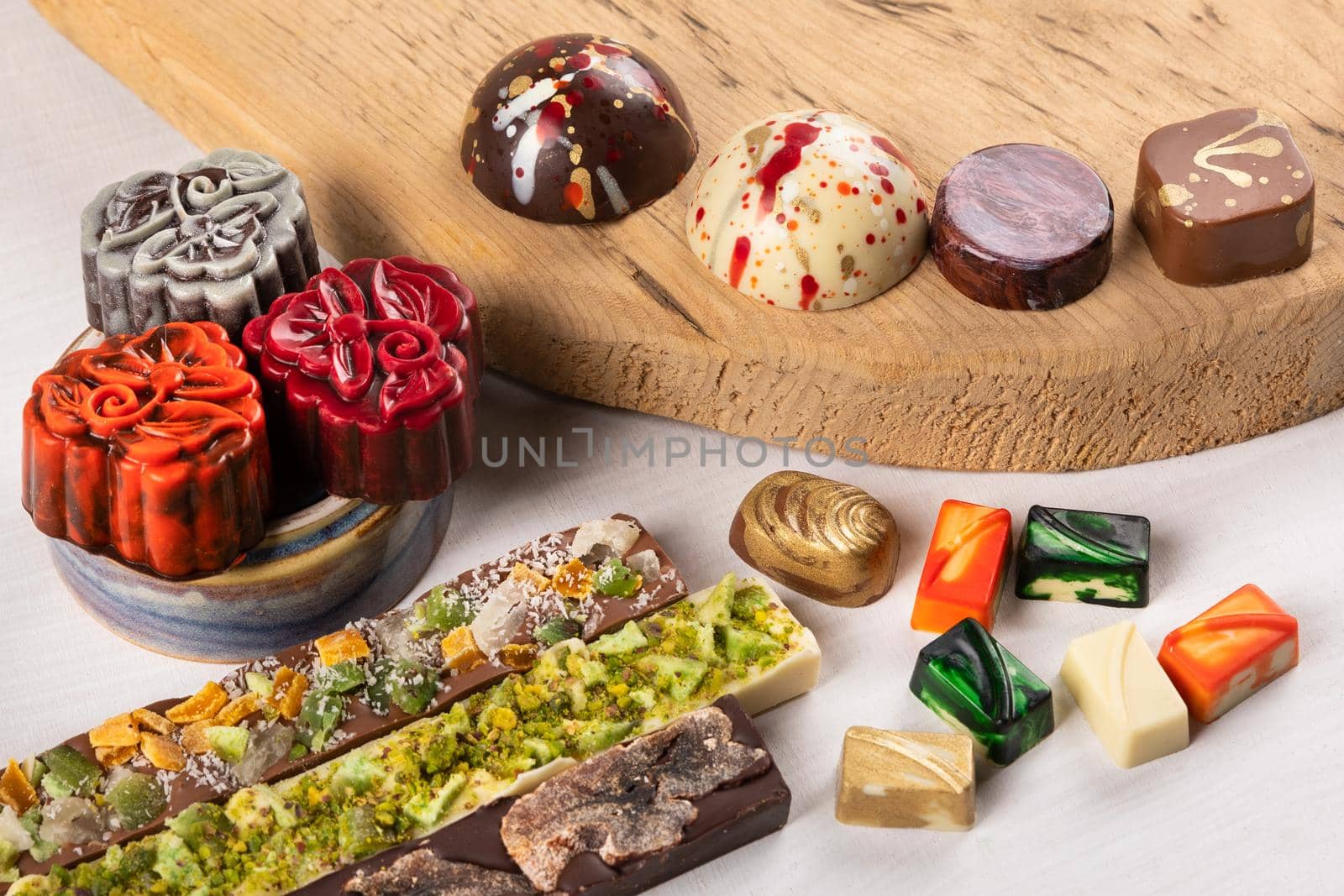 Beautiful chocolates with nuts close up by ferhad