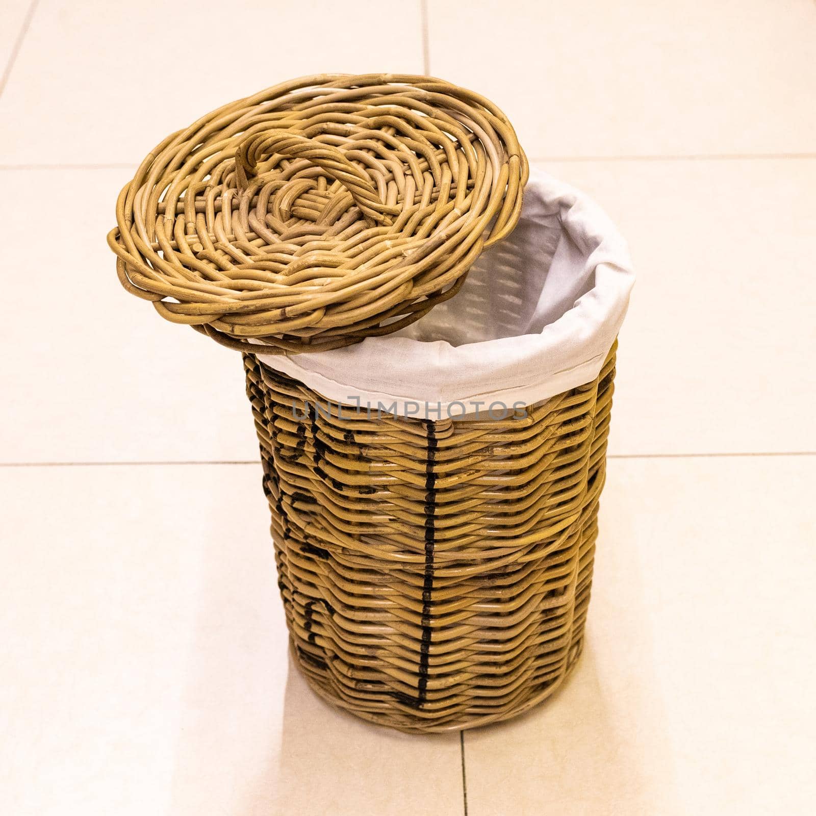 Empty cloth bin, basket isolated background