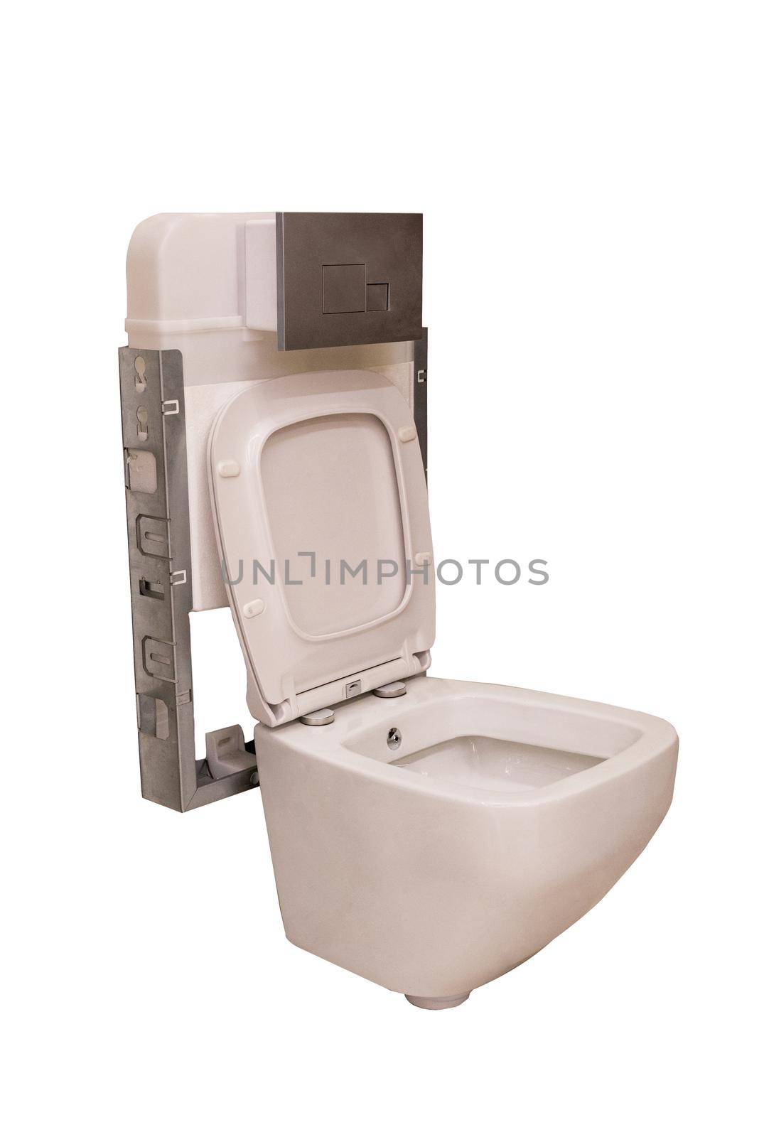 New clean white ceramic toilet bowl with white background by ferhad