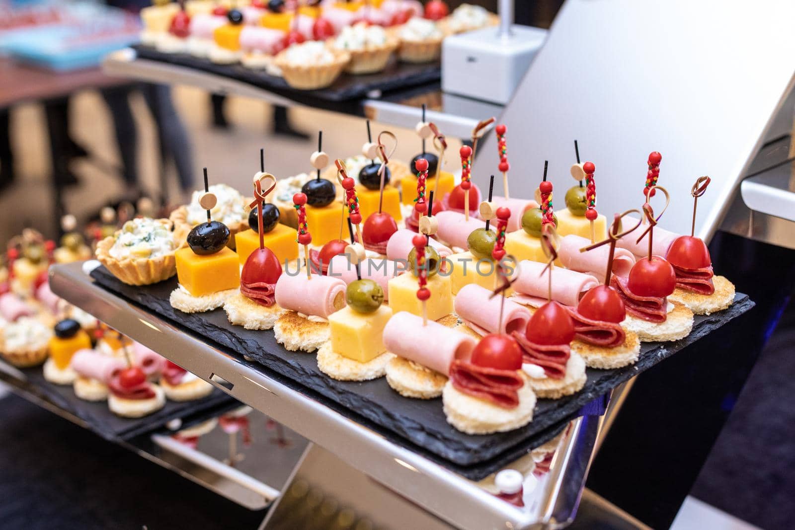 Snacks, garnish on the table close up