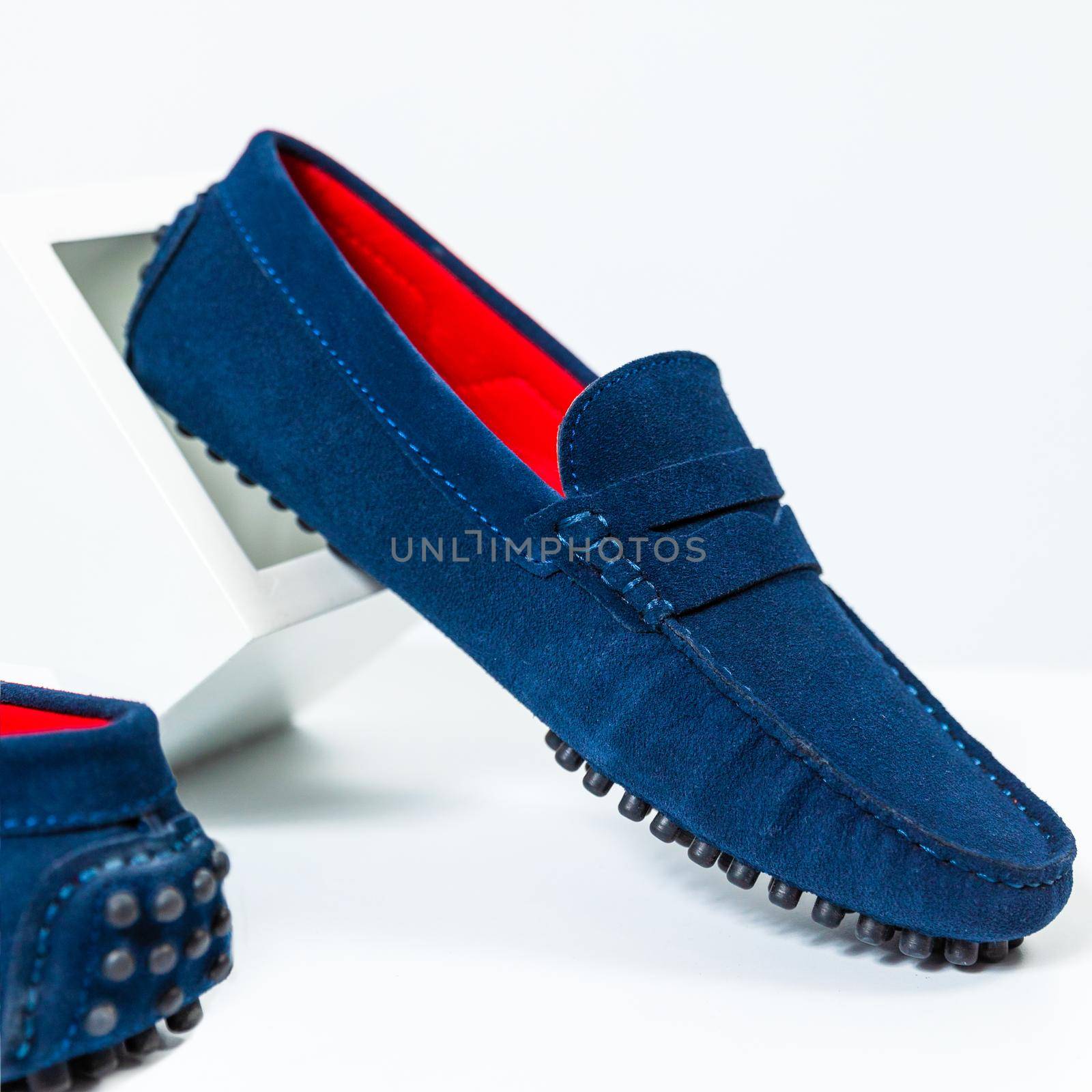 Men's classic blue shoes close up by ferhad