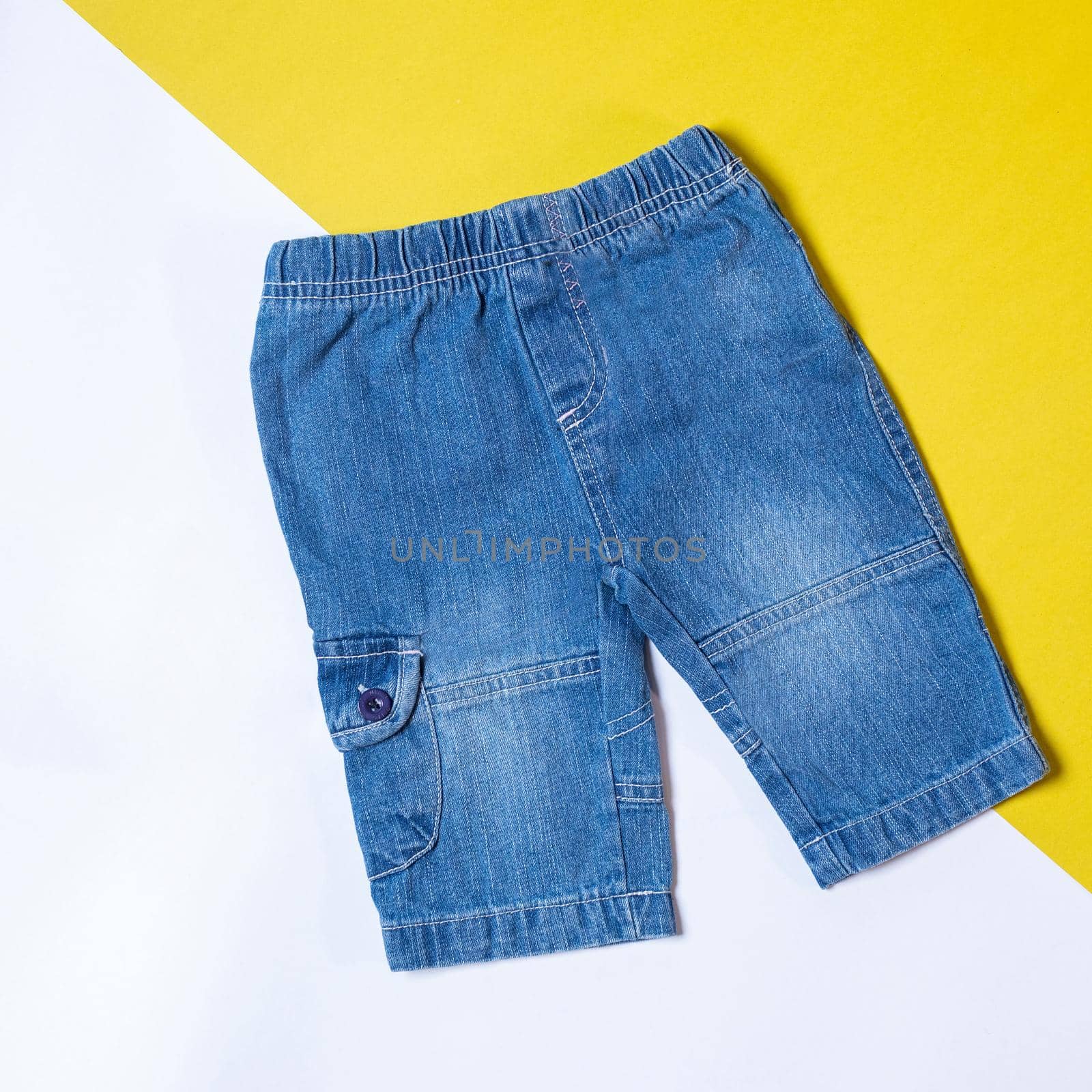 Jeans shorts isolated on white yellow background by ferhad