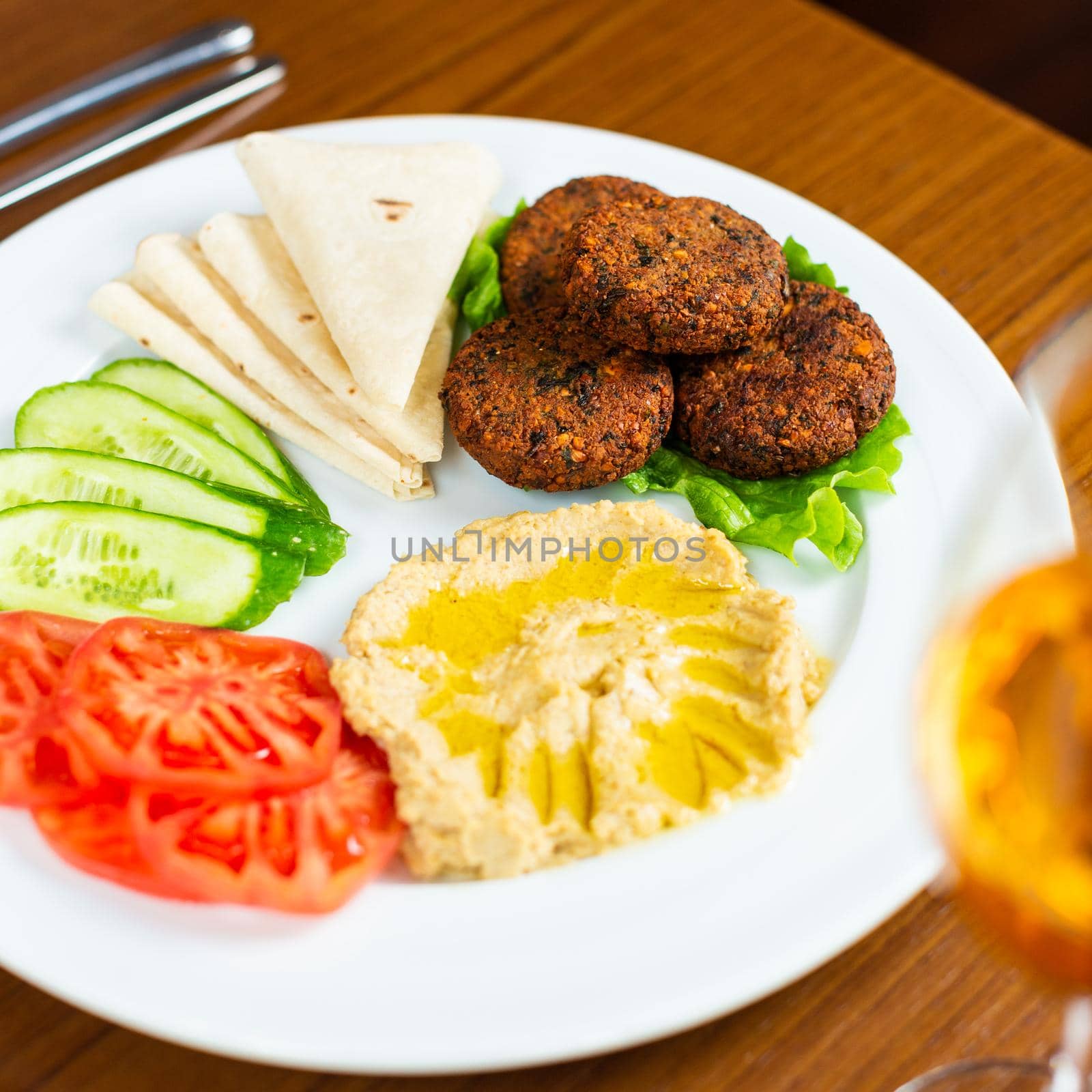 Vegetarian, Veggie burger ingredients on the plate