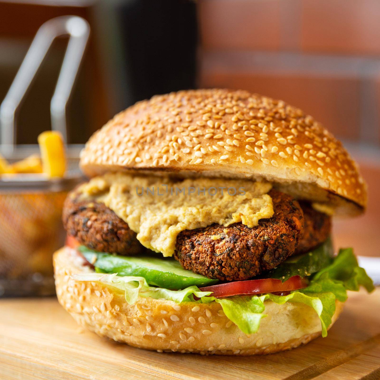 Vegetarian, Veggie burger close up