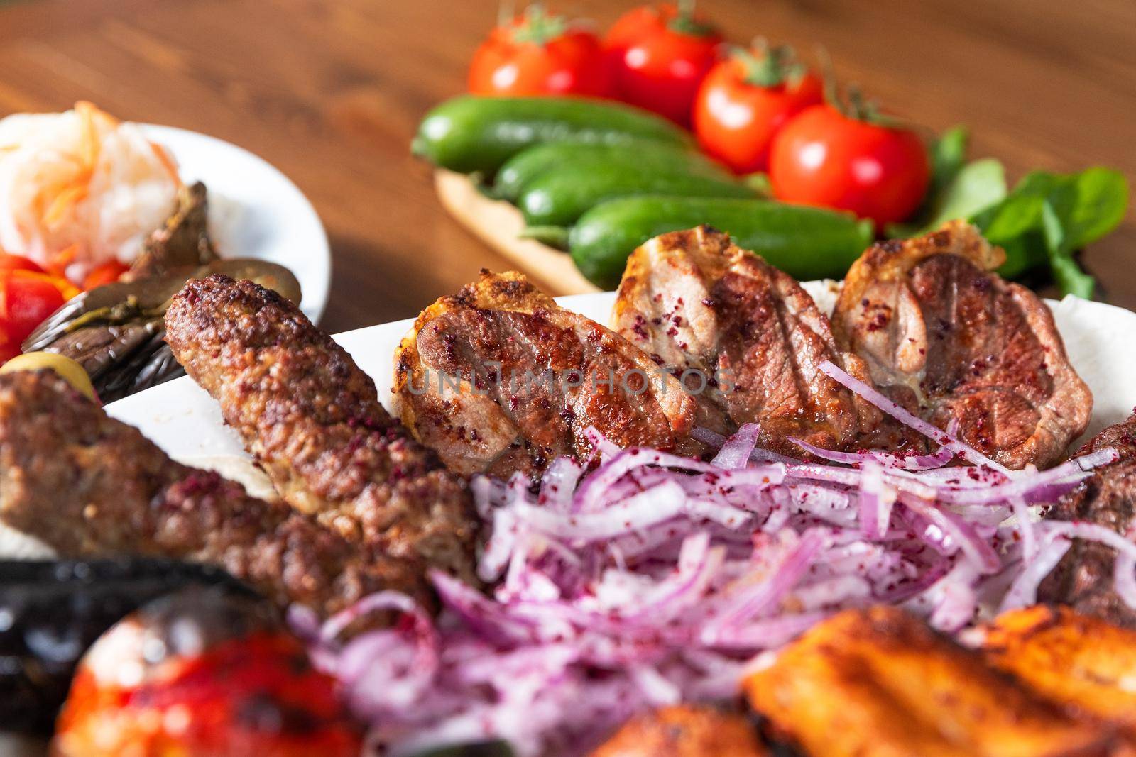 Lyulya kebab, Azerbaijani meat meal, chicken close up