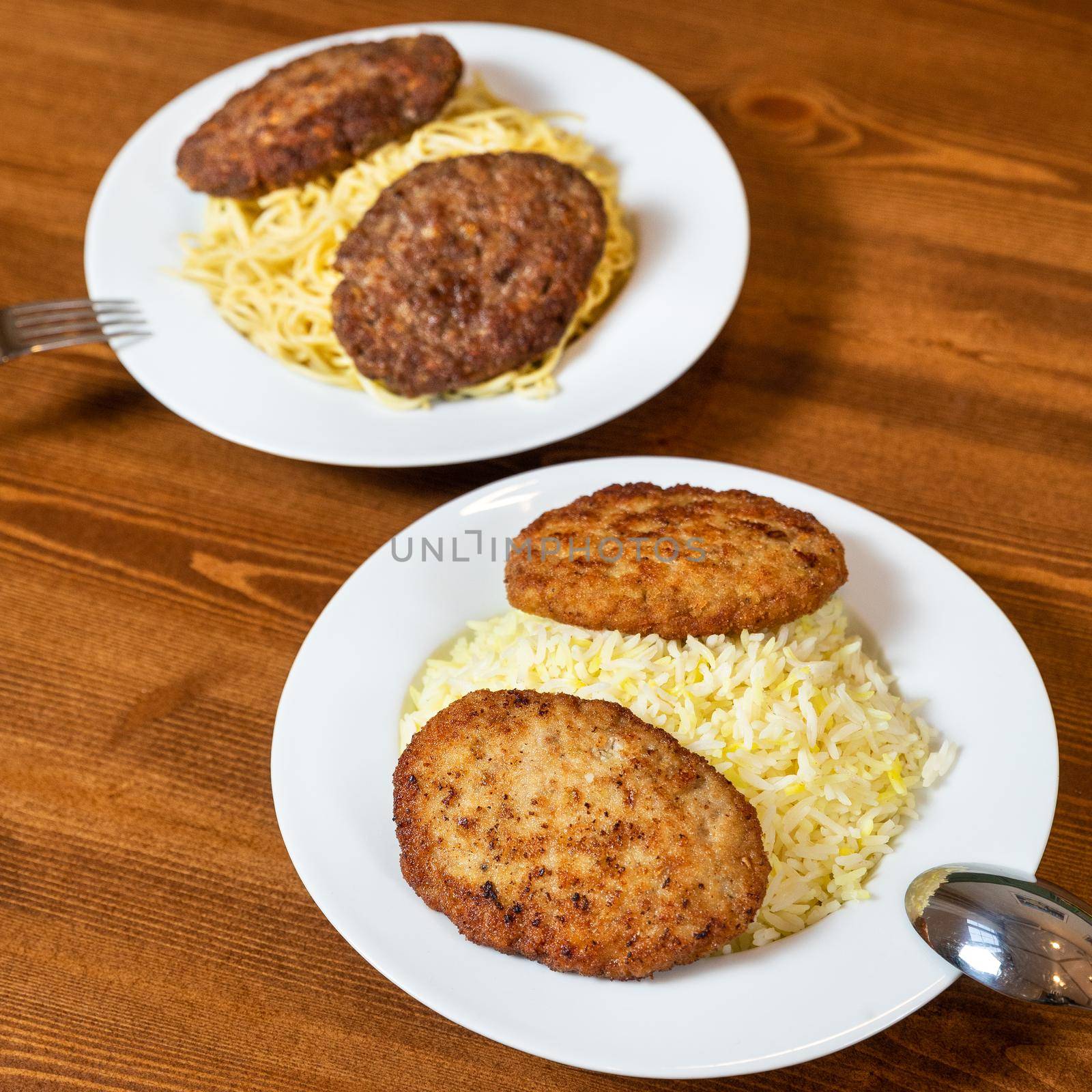 Beautiful Cutlet with Pilaf dish close up by ferhad