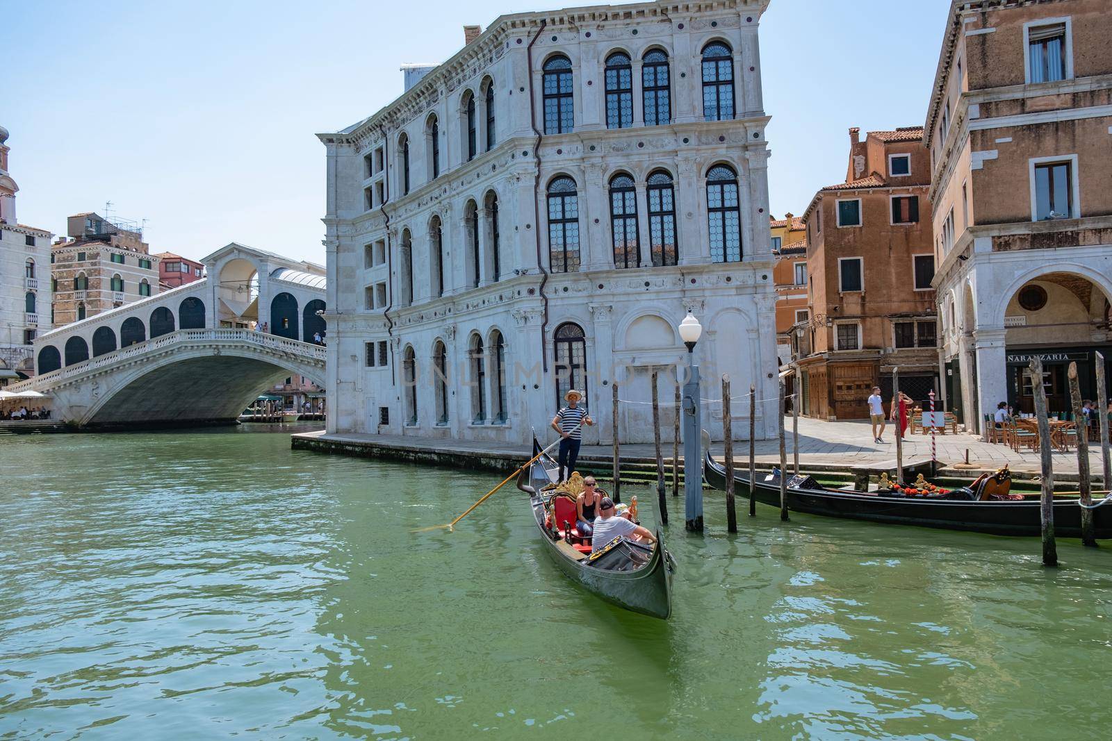 Venice Italy June 2020, Beautiful venetian street in summer day, Italy Venice with gondola by fokkebok