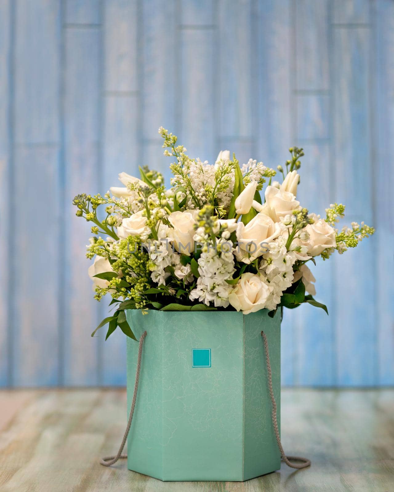Beautiful white flower bouquet in the box by ferhad