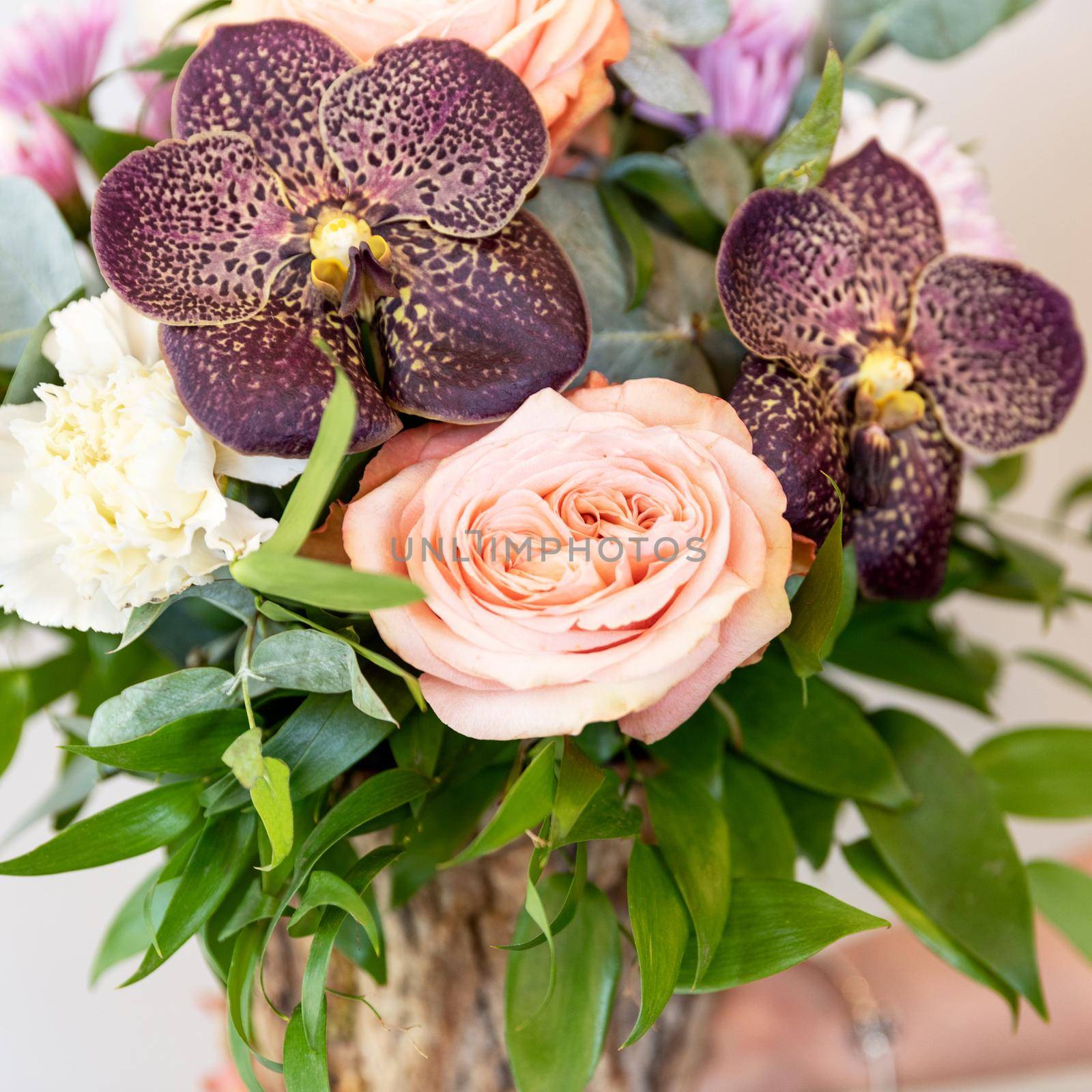 Colorful flower bouquet close up