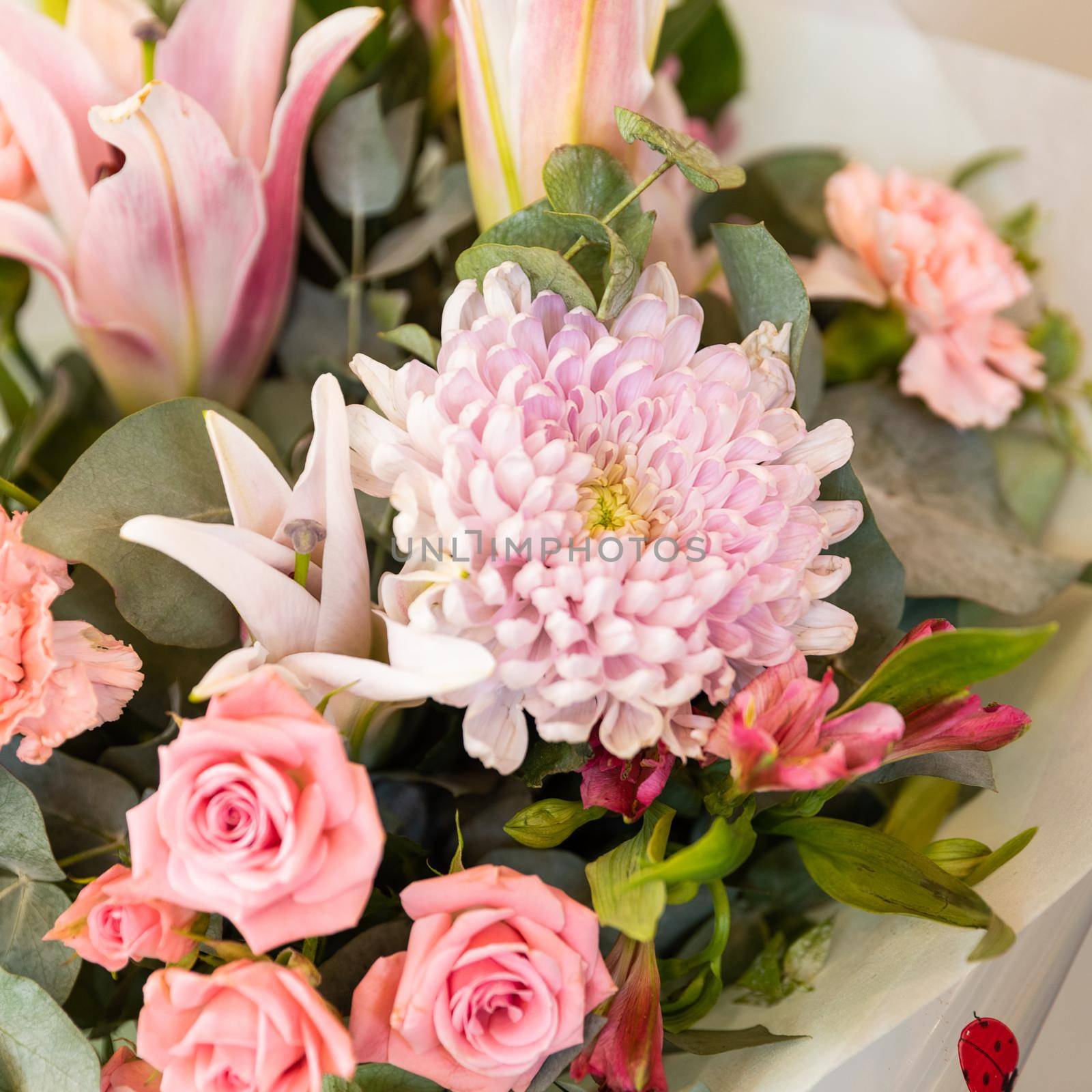 Colorful flower bouquet close up