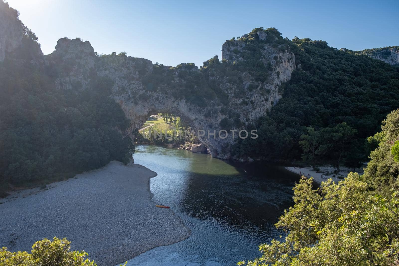 Ardeche France,view of Narural arch in Vallon Pont D'arc in Ardeche canyon in France by fokkebok