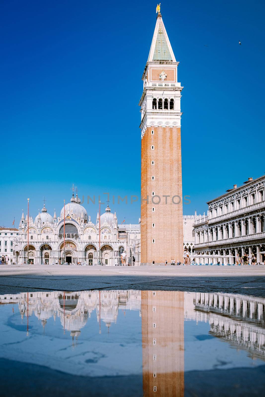 Beautiful venetian street in summer day, Italy. Venice Europe