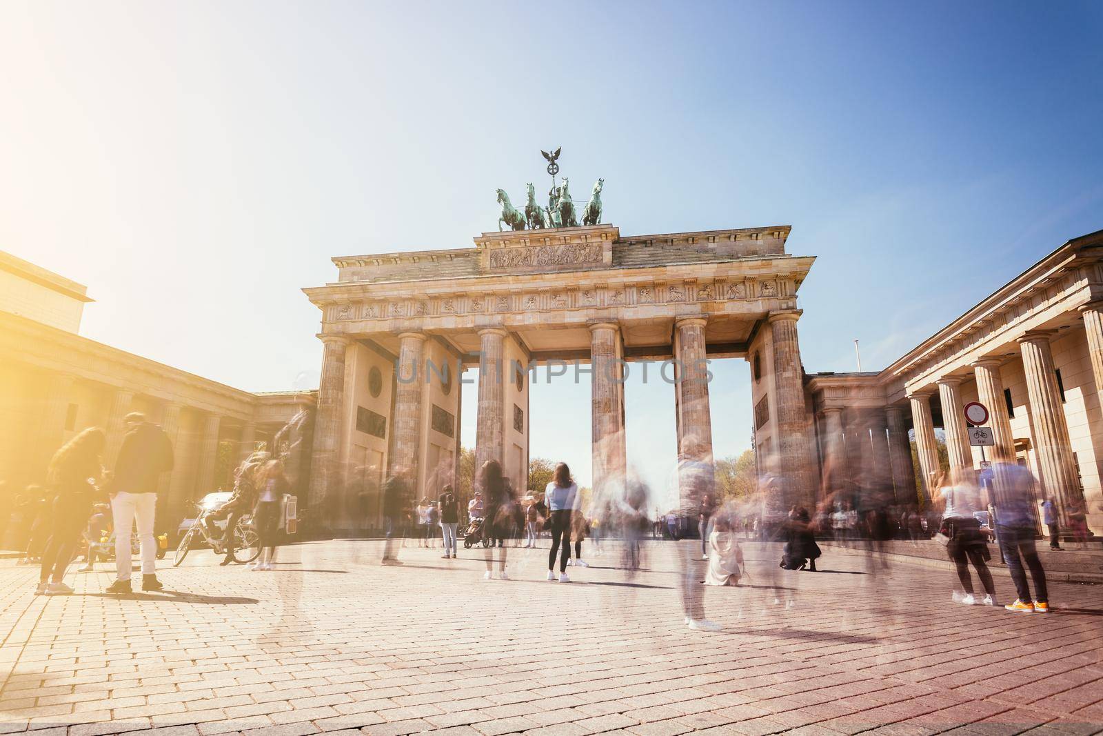 Front picture of the Brandenburger Gate in Berlin, Germany in summer time.