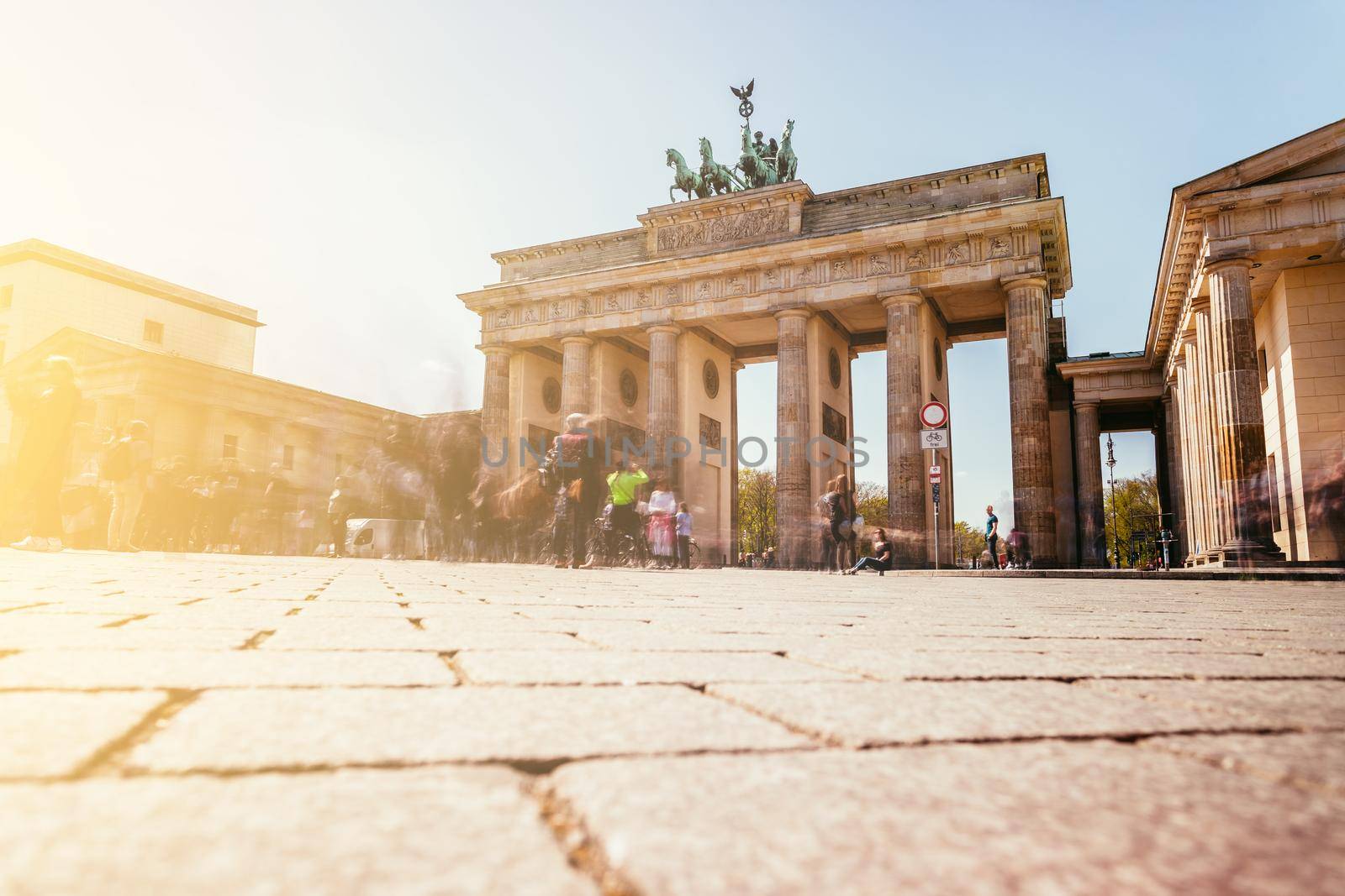 Front picture of the Brandenburger Gate in Berlin, Germany in summer time.