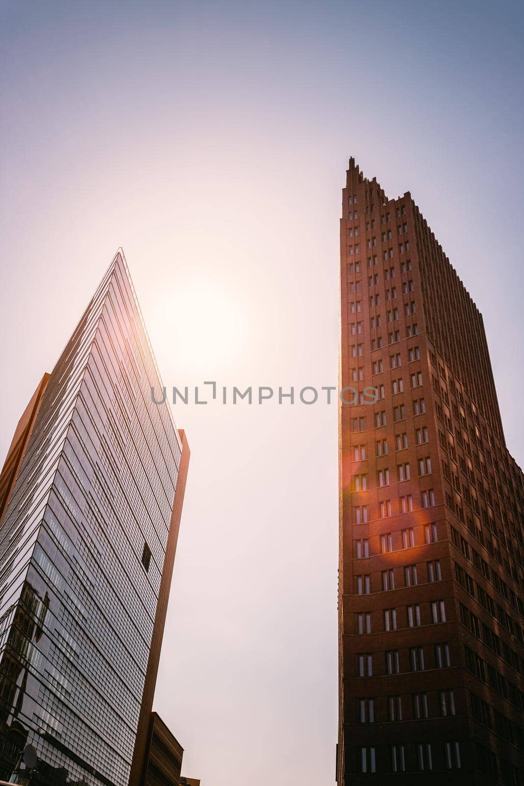 Skyscrapers on Postsdamer square in Berlin, evening scenery by Daxenbichler