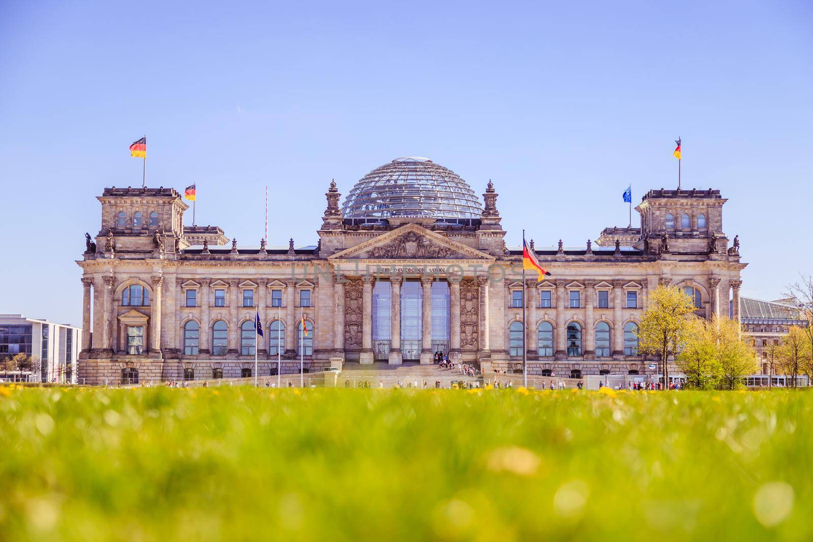 German parliament, Berliner Reichstag in springtime: Tourist attraction in Berlin by Daxenbichler