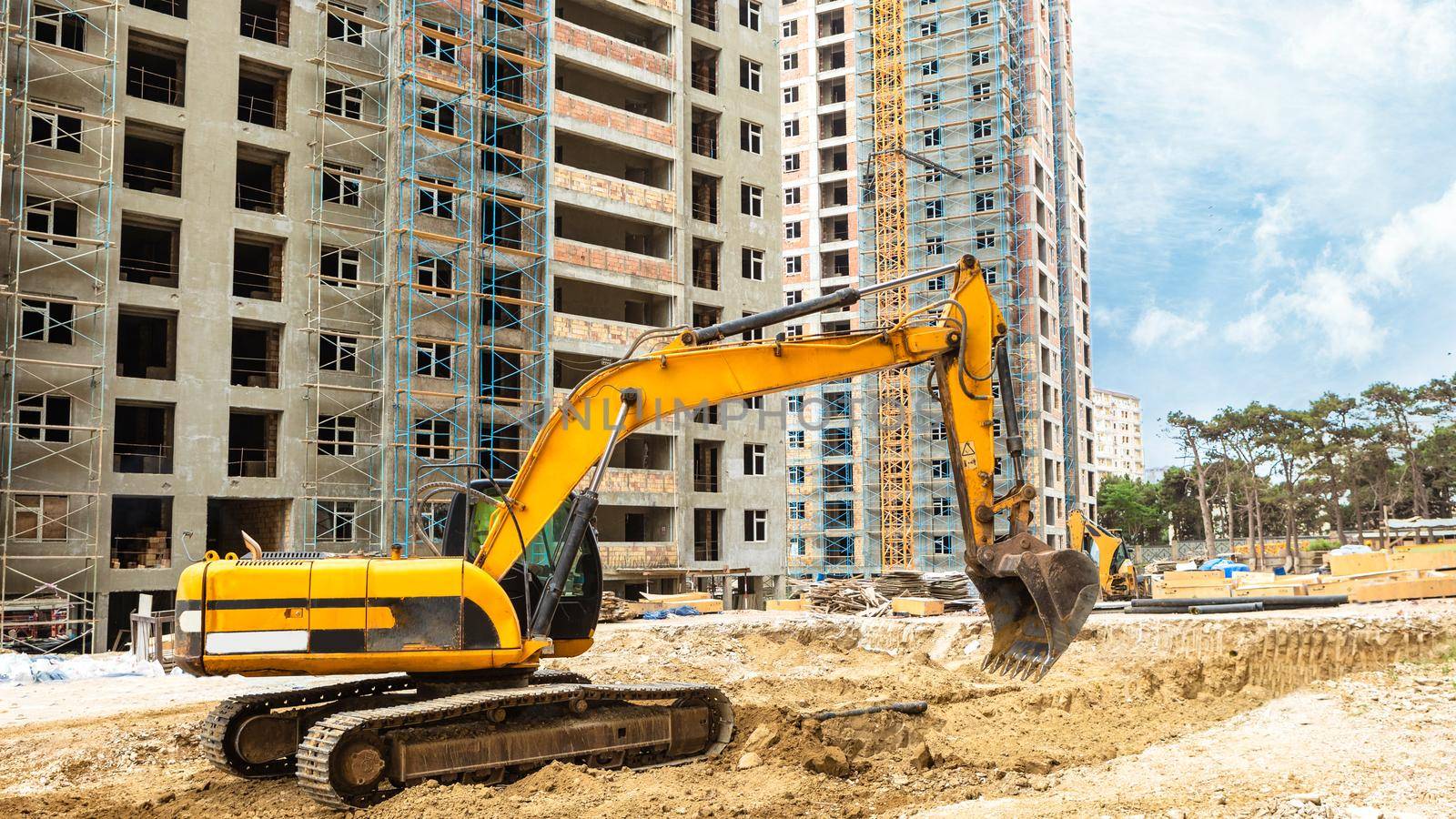 Excavator on the construction site by ferhad