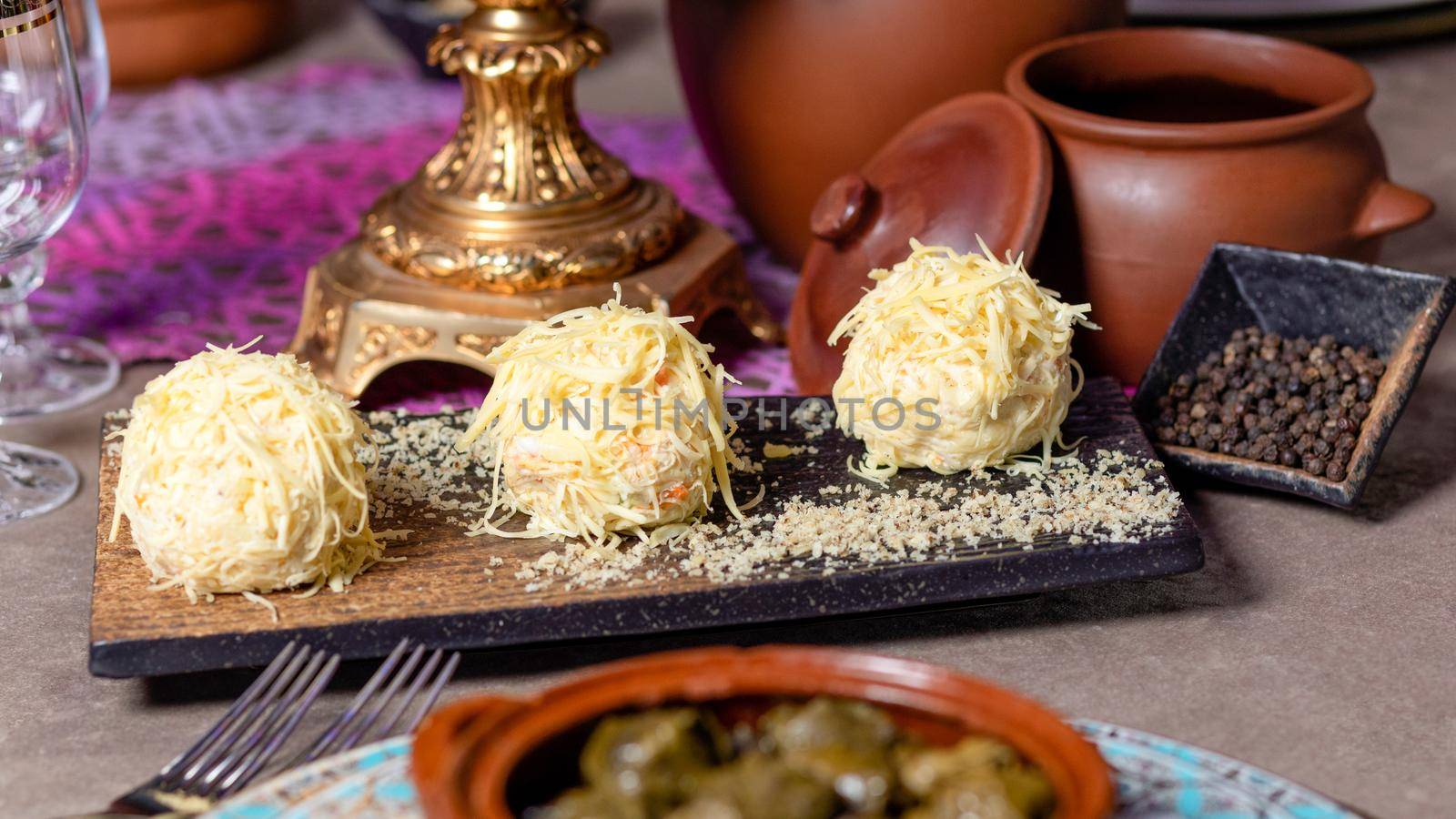 Cheese balls on the table close up by ferhad