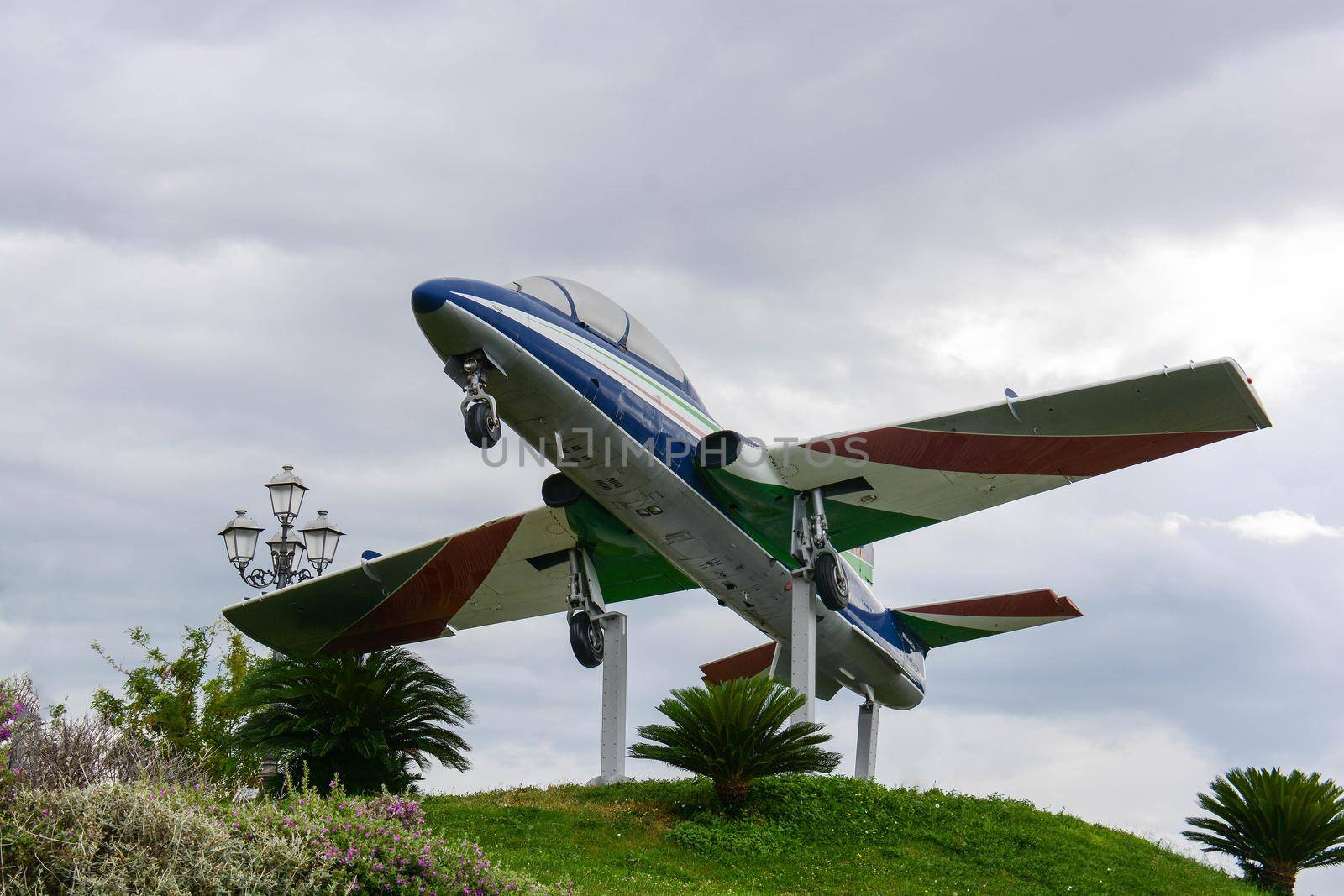 plane used by the Italian acrobatic team many years ago in free exposure

