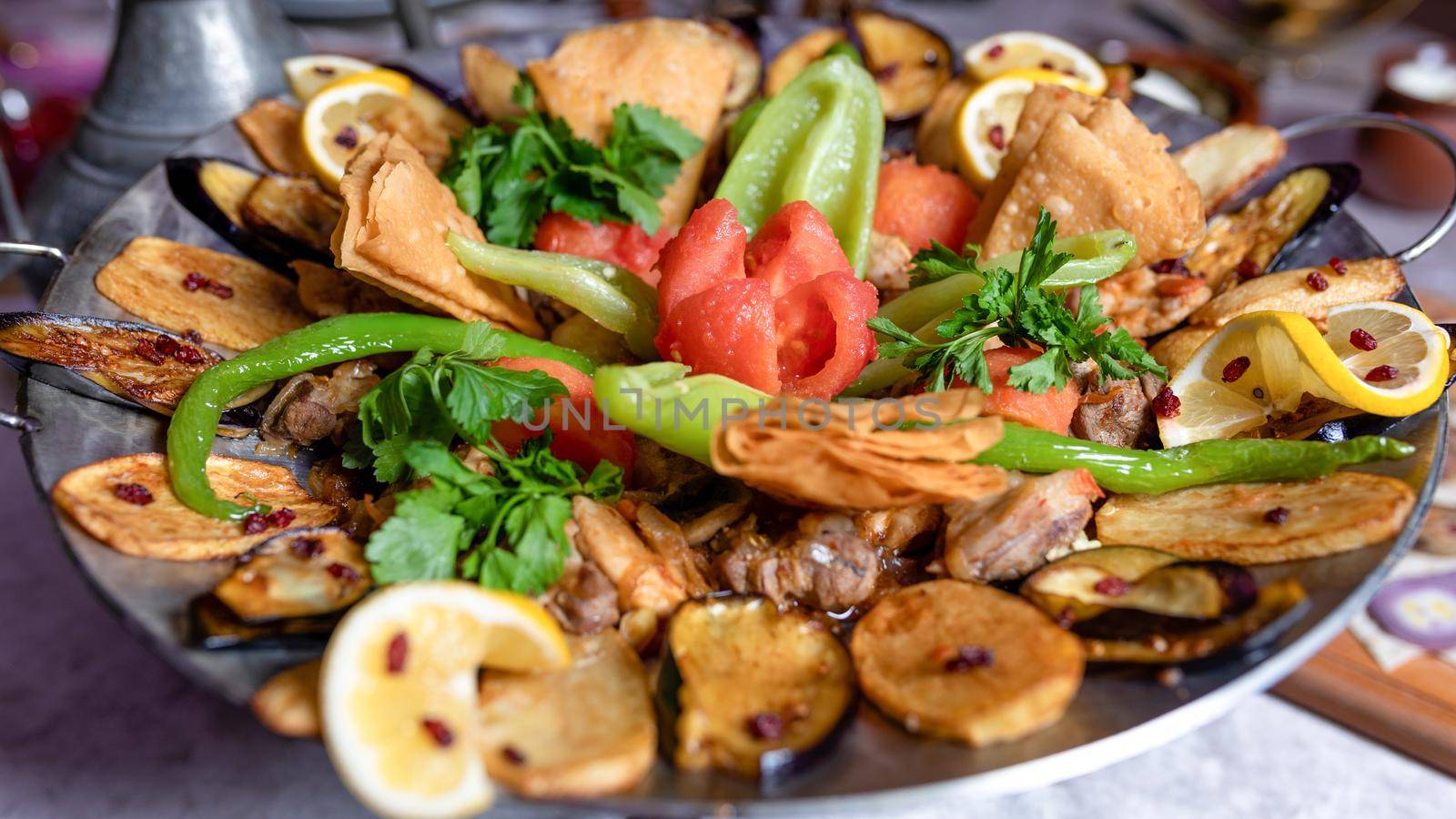 Sac ichi meat and vegetable meal, Azerbaijani food by ferhad