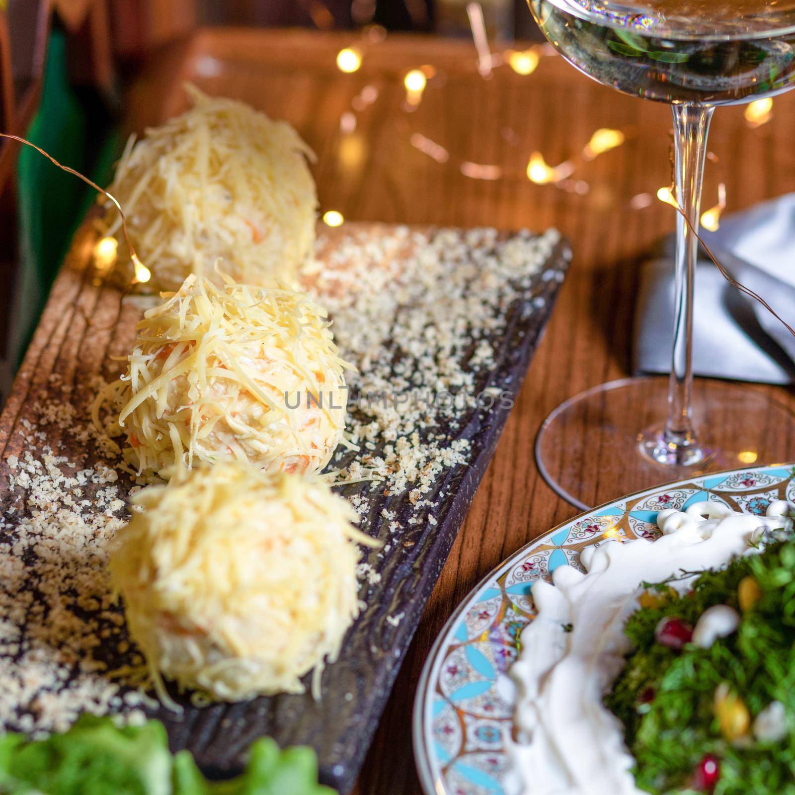 Cheese balls on the table close up by ferhad