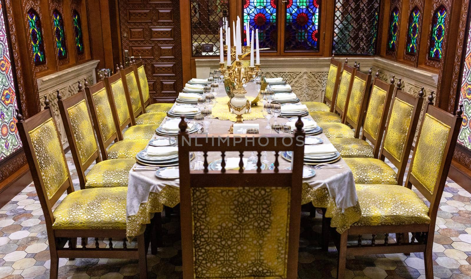 Old style arabic restaurant room interior