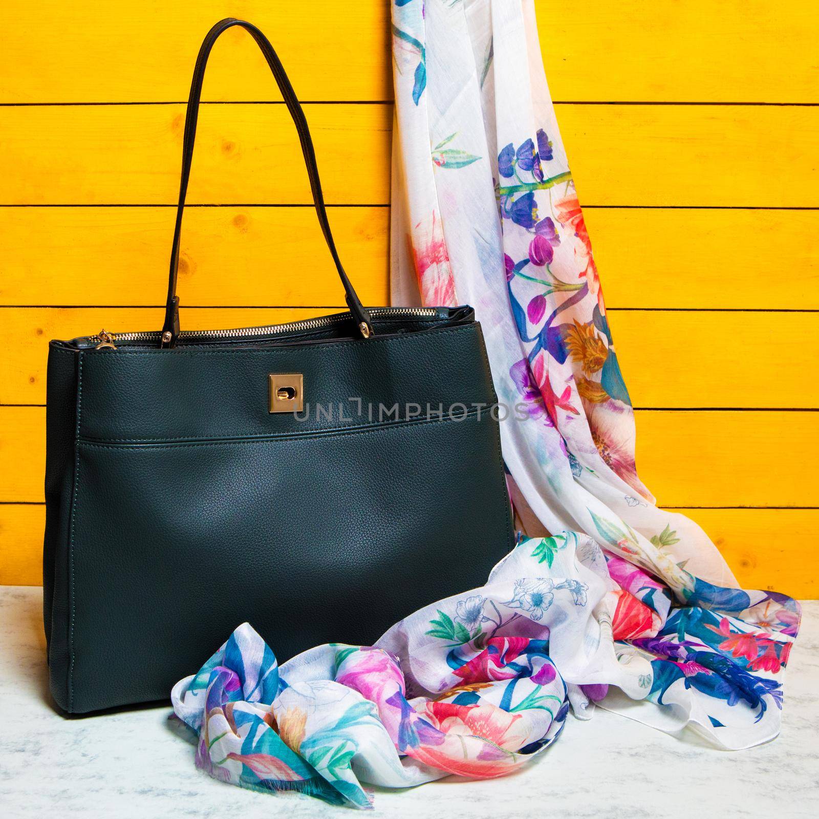 Black woman handbag with a scarf isolated by ferhad