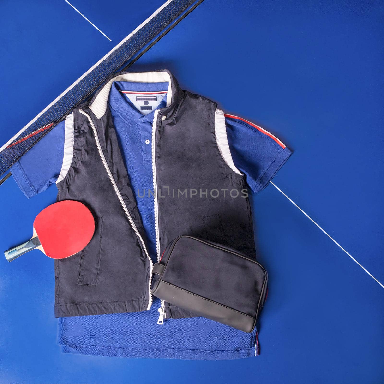 Blue tennis wear, shirt and jacket top view by ferhad