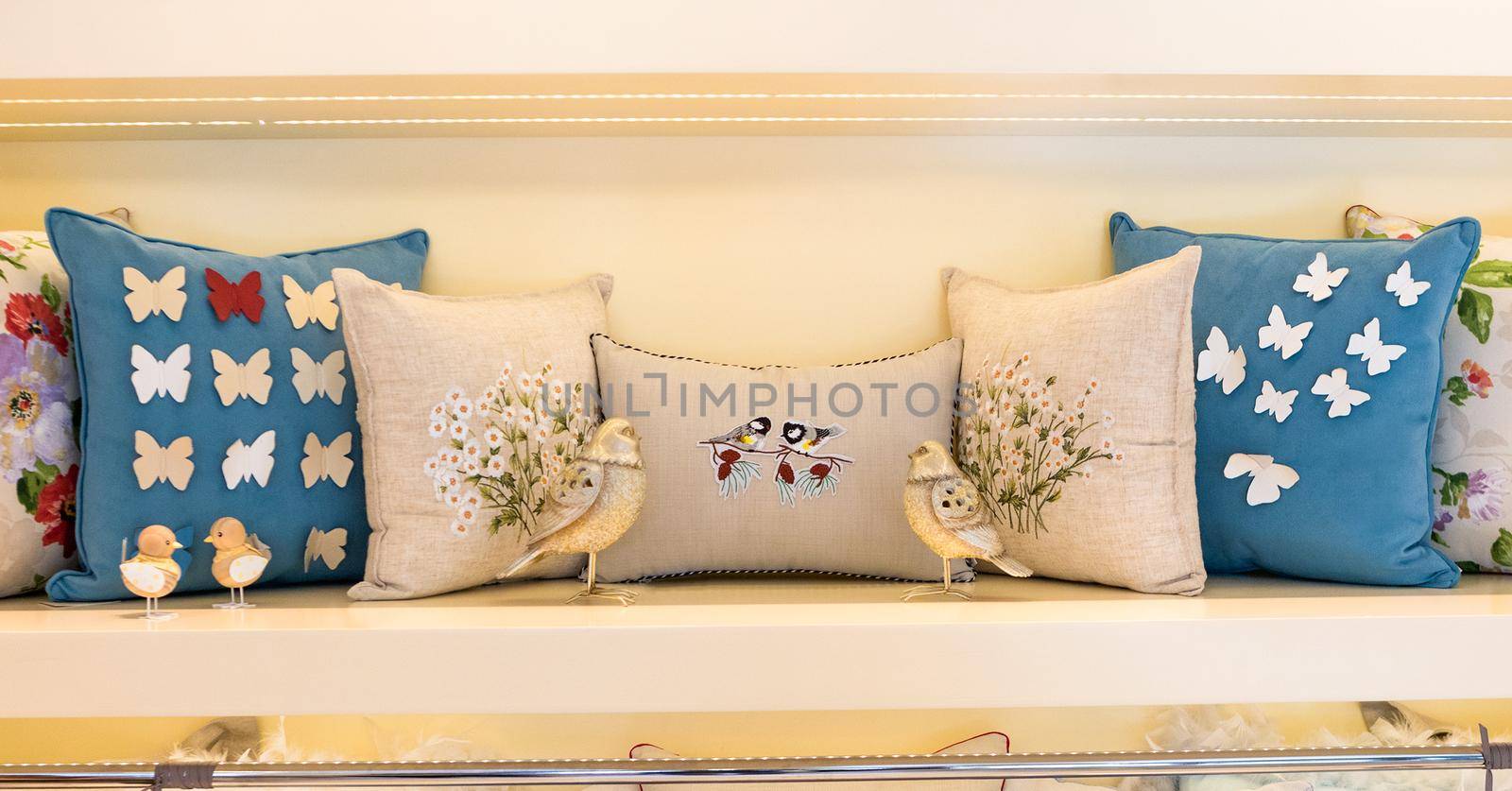Set of colorful pillow on the showcase by ferhad