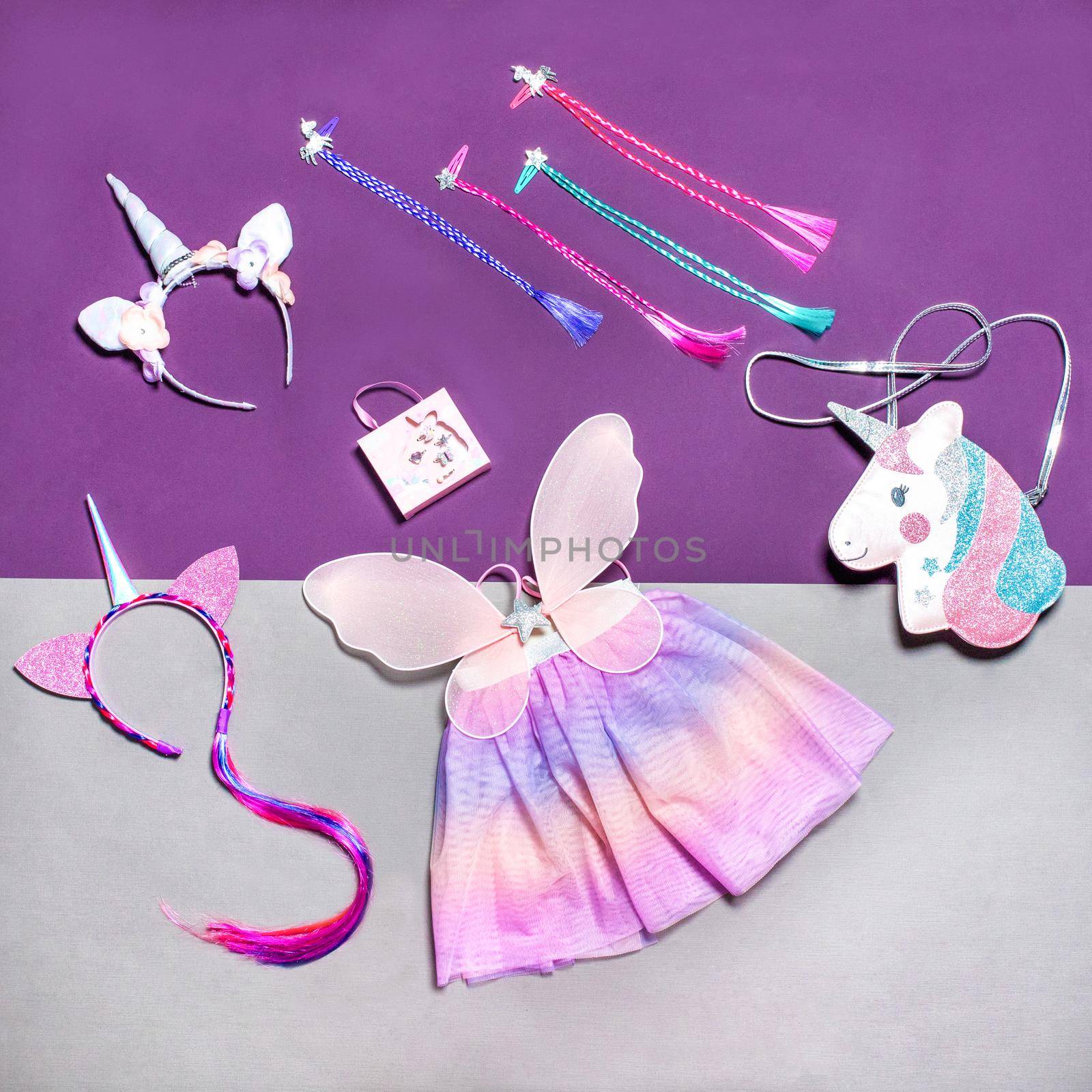 Girl dress accessorize isolated on a purple background by ferhad
