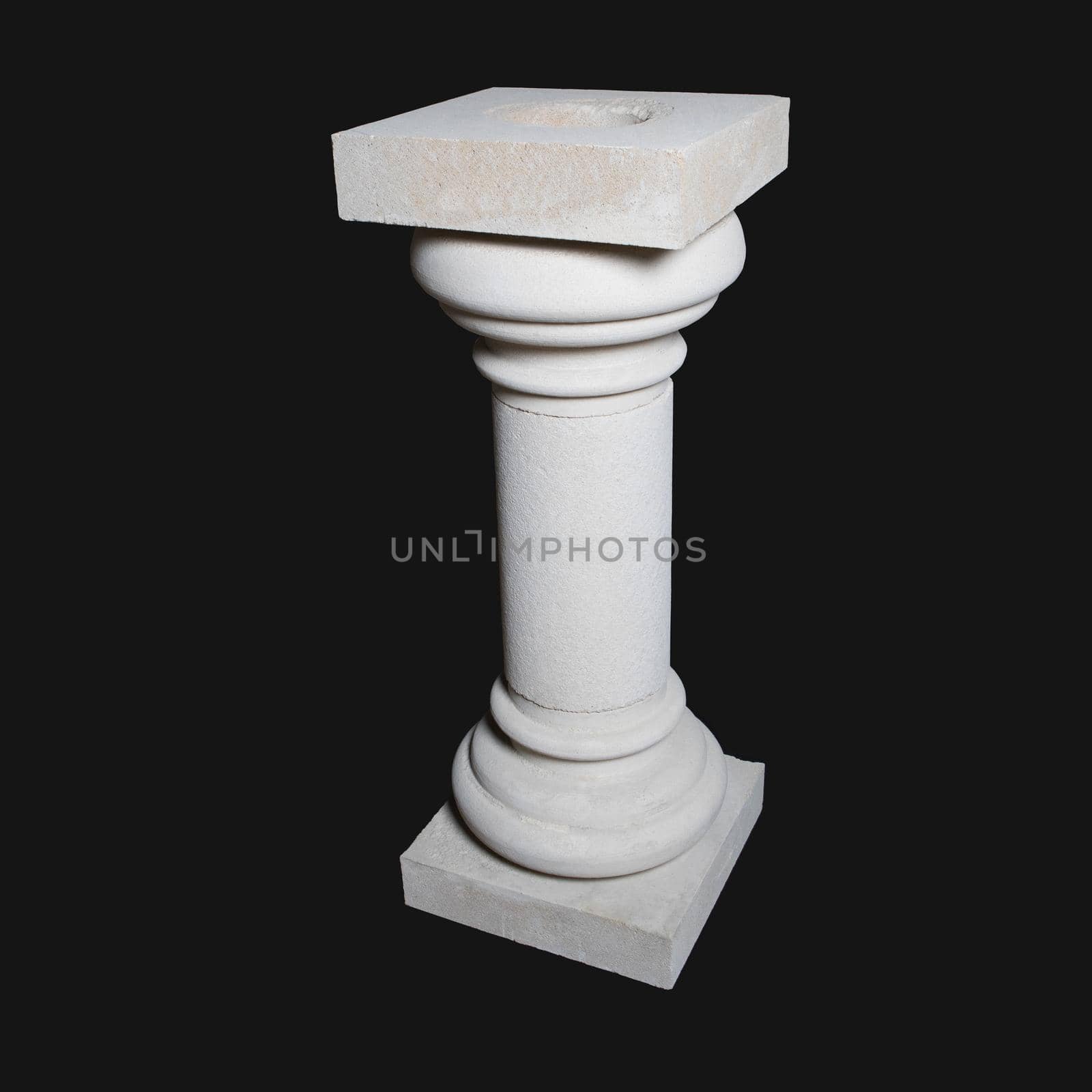 Plaster graceful decorations on the columns, dark background by ferhad
