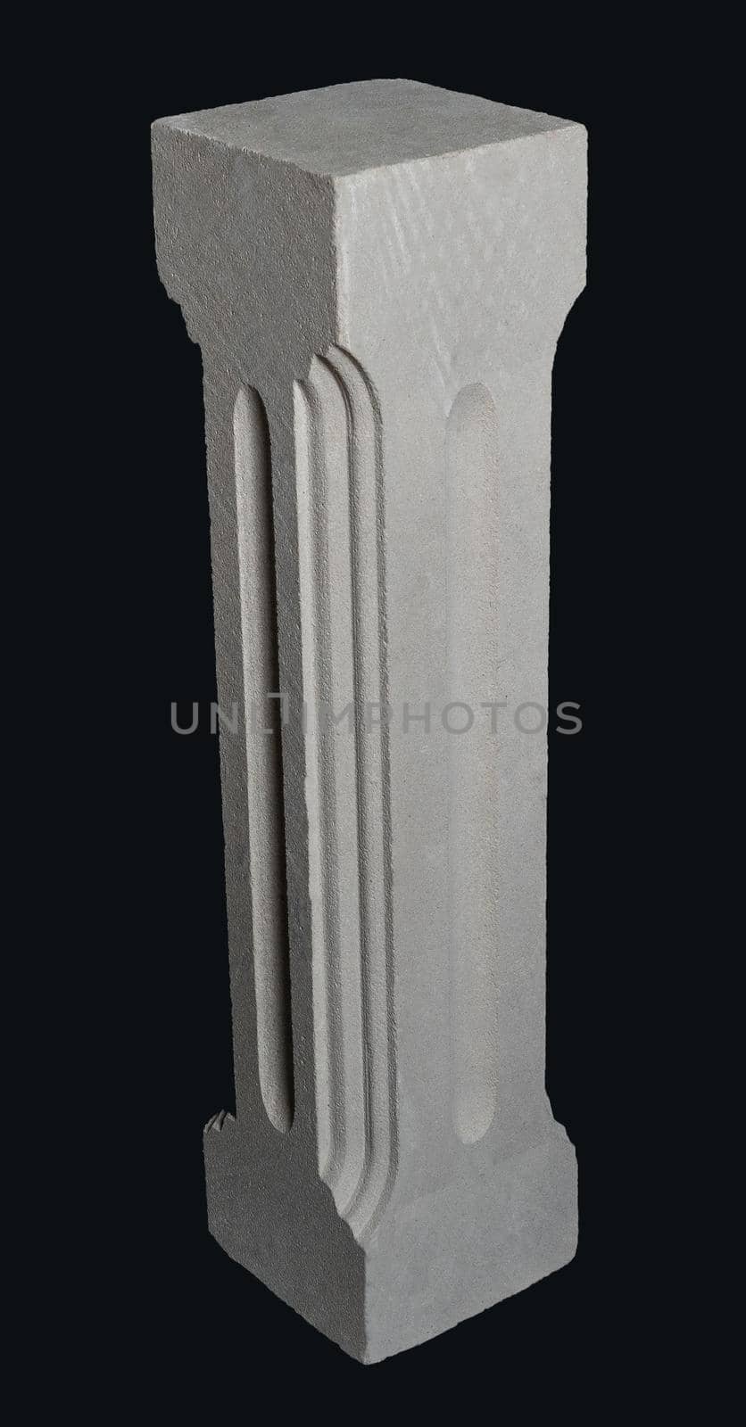 Plaster graceful decorations on the columns, dark background