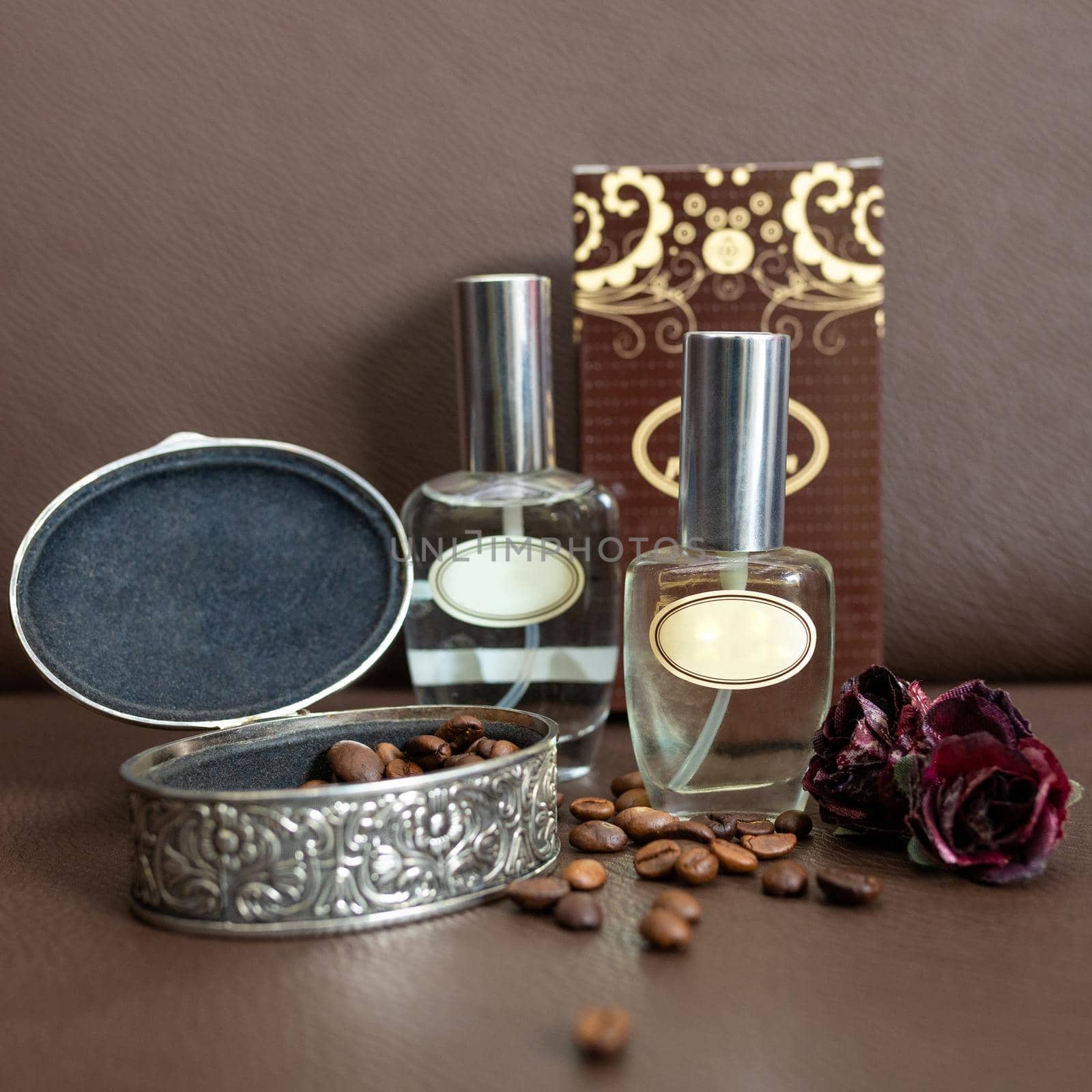 Perfume flacon with box and coffee by ferhad