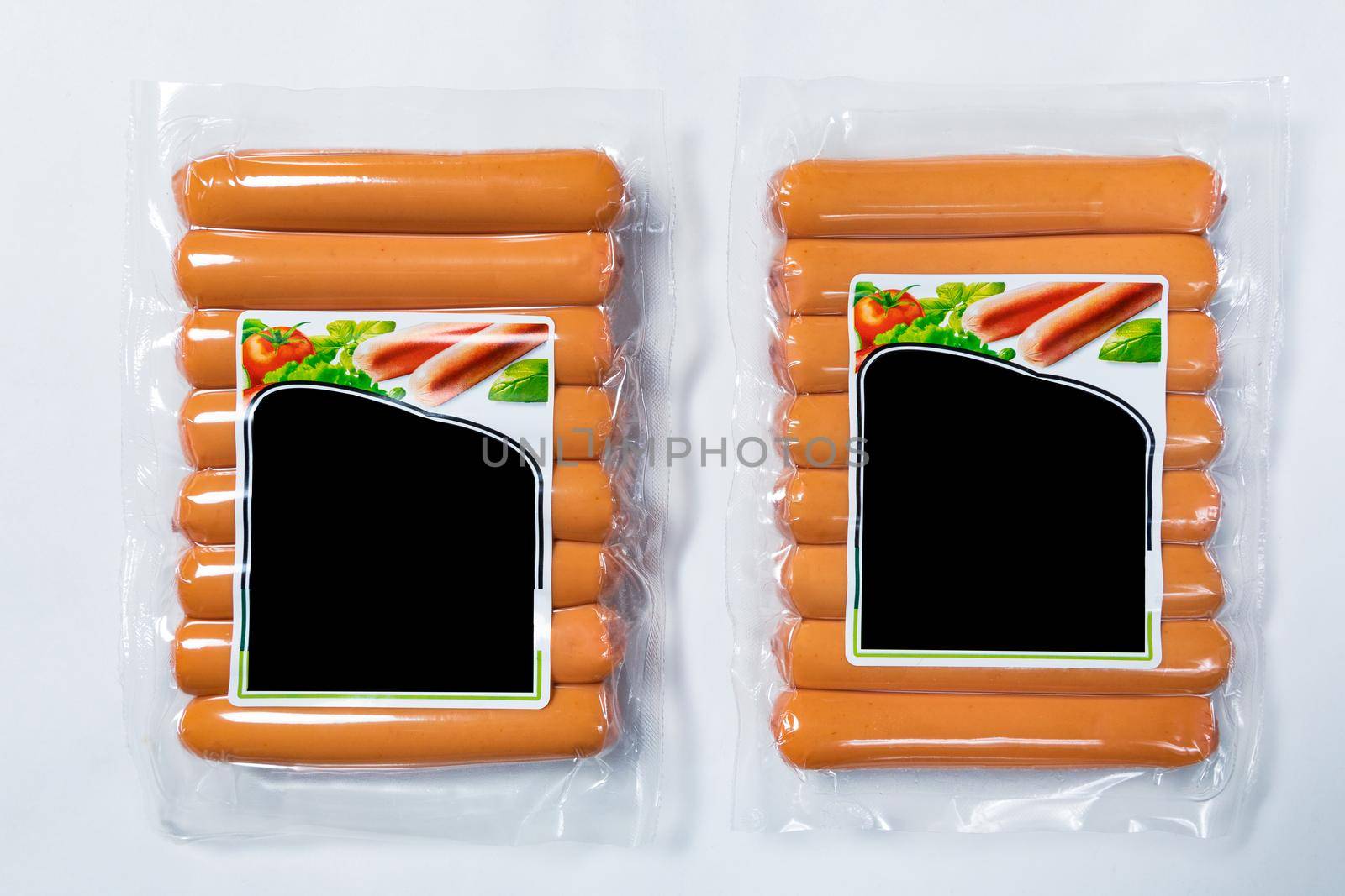 Sausage, salami product, ready for sale on the white background by ferhad