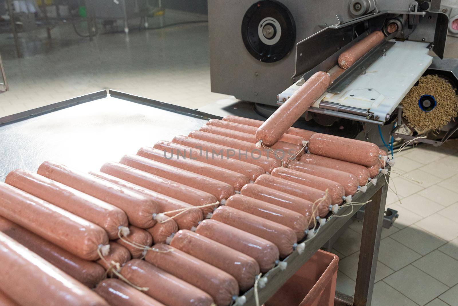 Making of Sausage, salami product, meat industry, machine