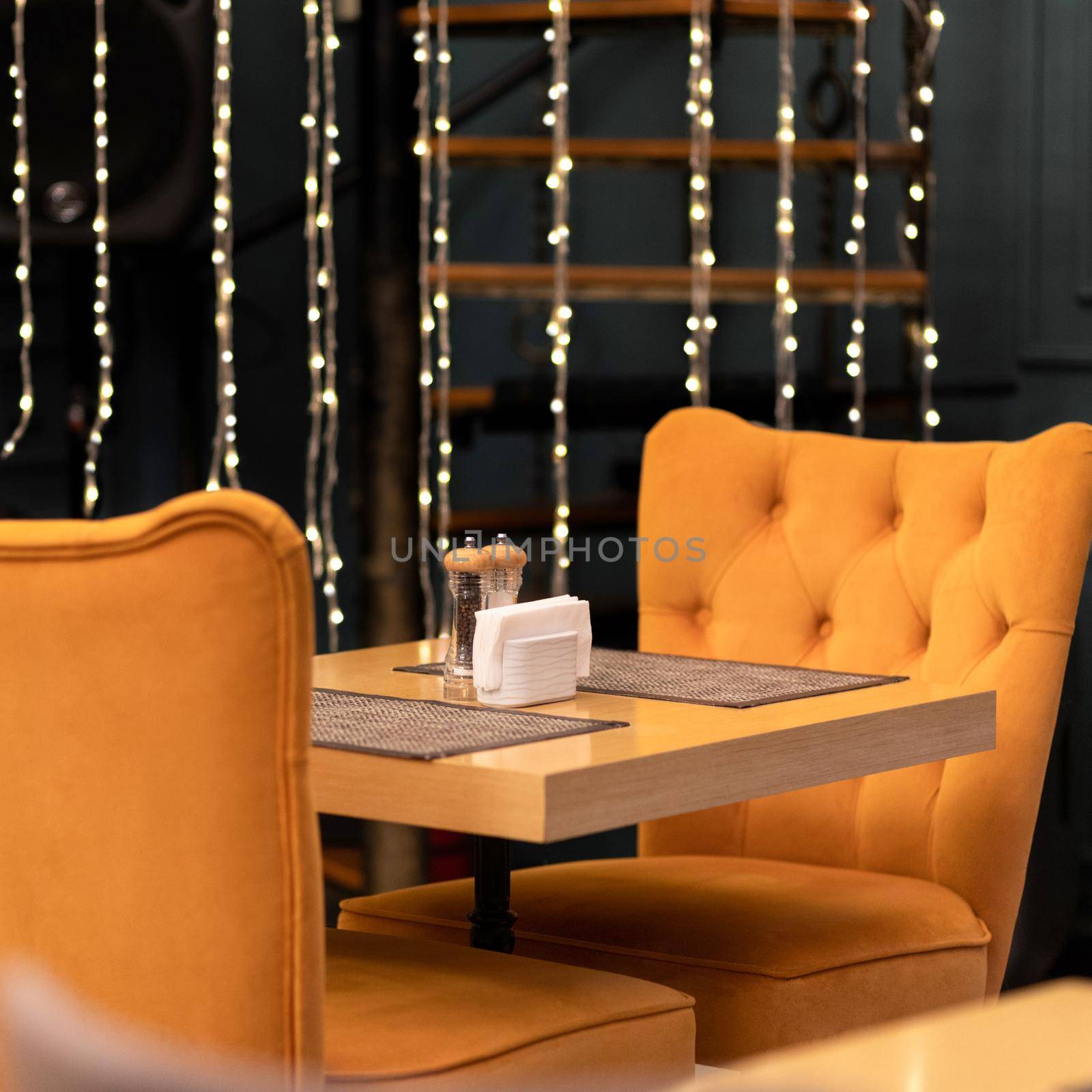 Restaurant table with Christmas decoration