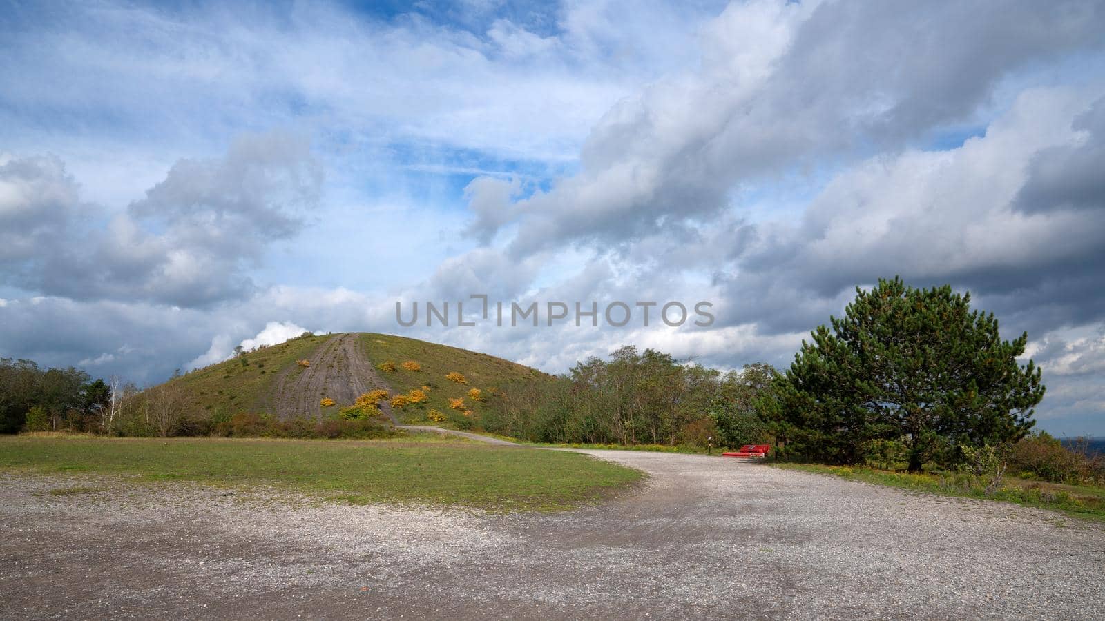 Landscape on top of Haniel tip close to Bottrop, Ruhr Metropolis, Germany