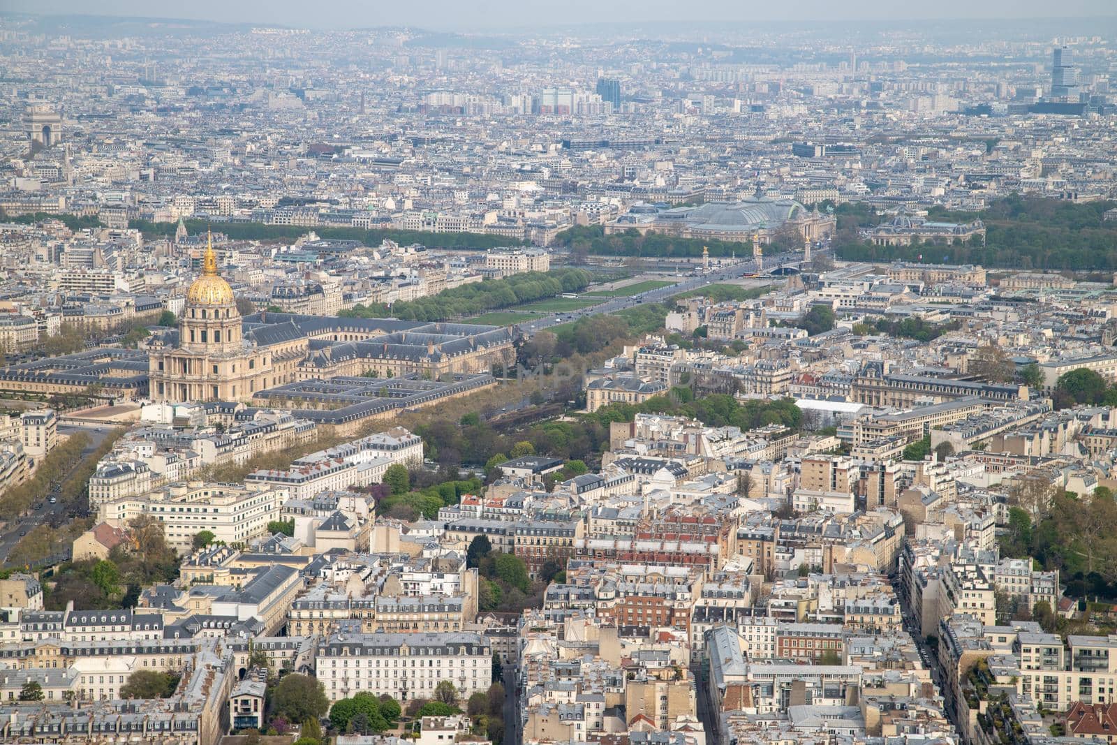 Aerial view from Tour Montparnasse at the city of Paris, France