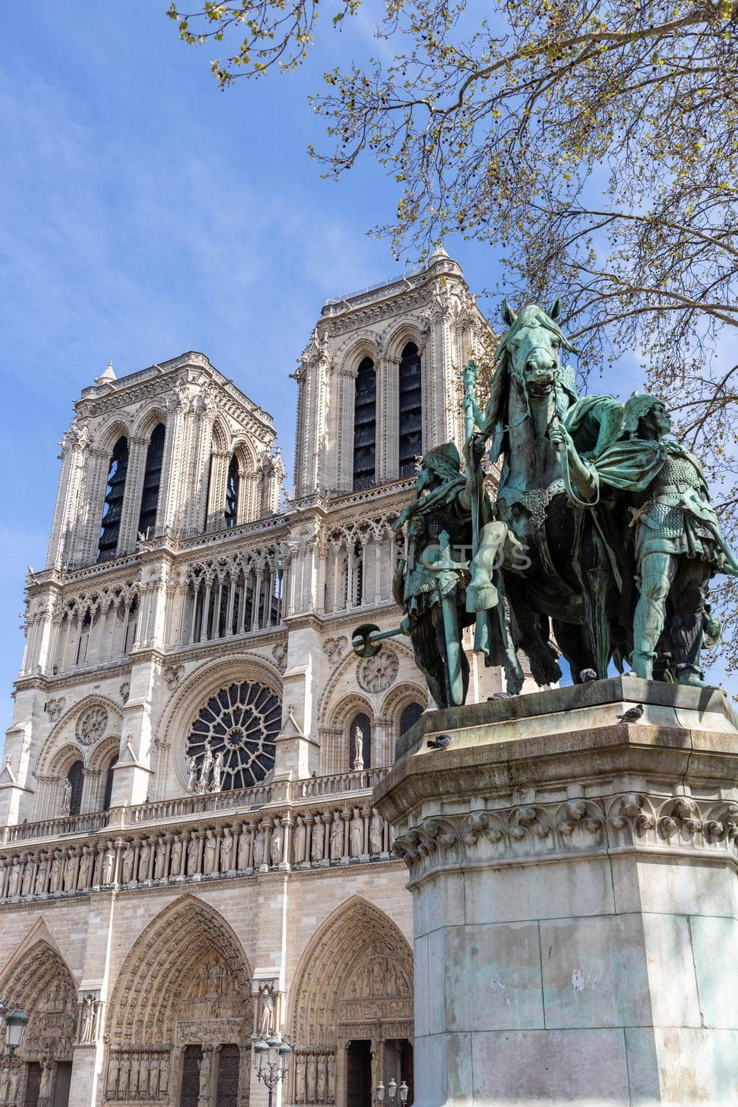 Statue of Charlemagne and cathedral Notre-Dame, Paris by reinerc