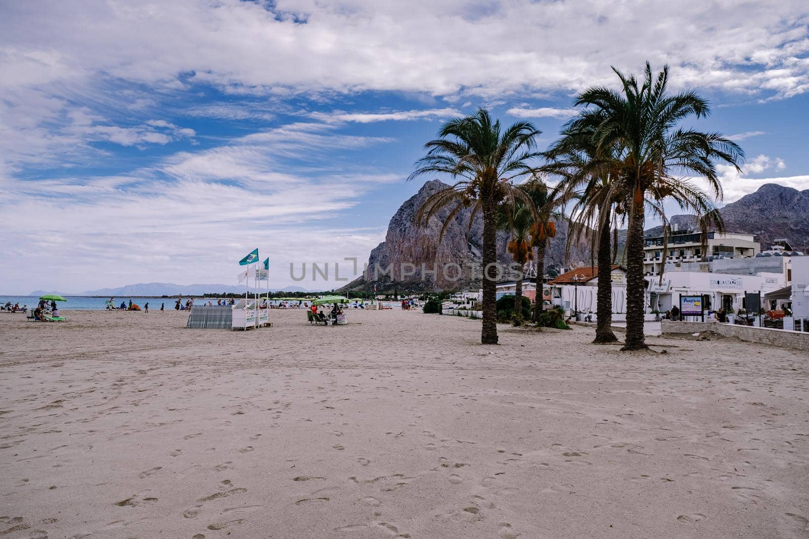 San Vito Lo Capo Sicily, San Vito lo Capo beach and Monte Monaco in background, north-western Sicily by fokkebok