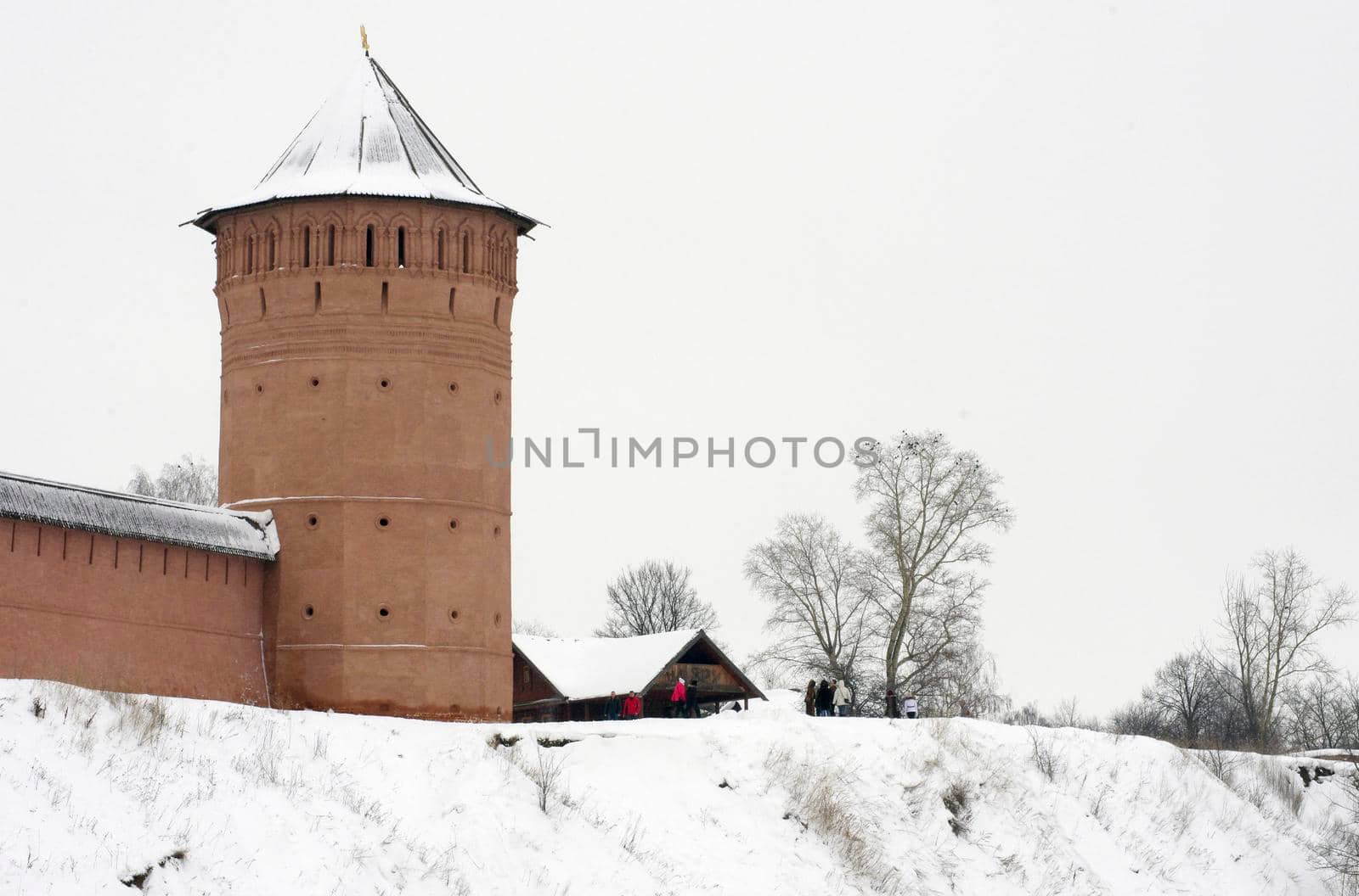 Brick wall Spaso-Evfimievsky Monastery in the city of Suzdal, Vladimir Region, Russia
