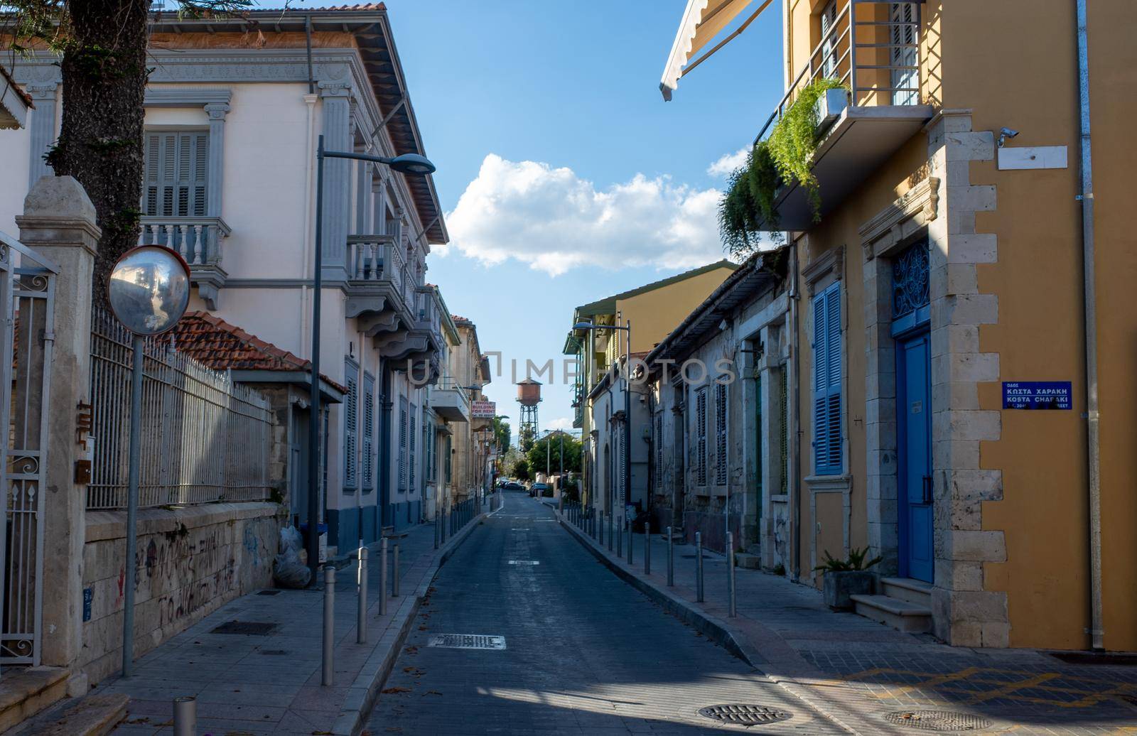 April 22, 2019, Limassol, Cyprus. Empty quiet street of the old town.