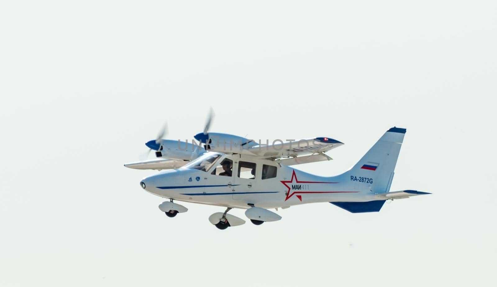 August 30, 2019, Moscow region, Russia. Light multi-purpose aircraft MAI-411 at the International aviation and space salon.